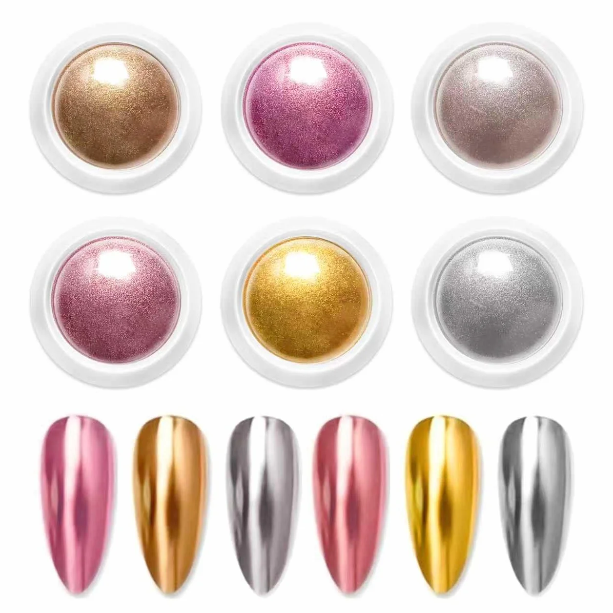 BISHENG 6 Box Rose Gold Chrome Pure Powder Magic Mirror Effect do zdobienia paznokci