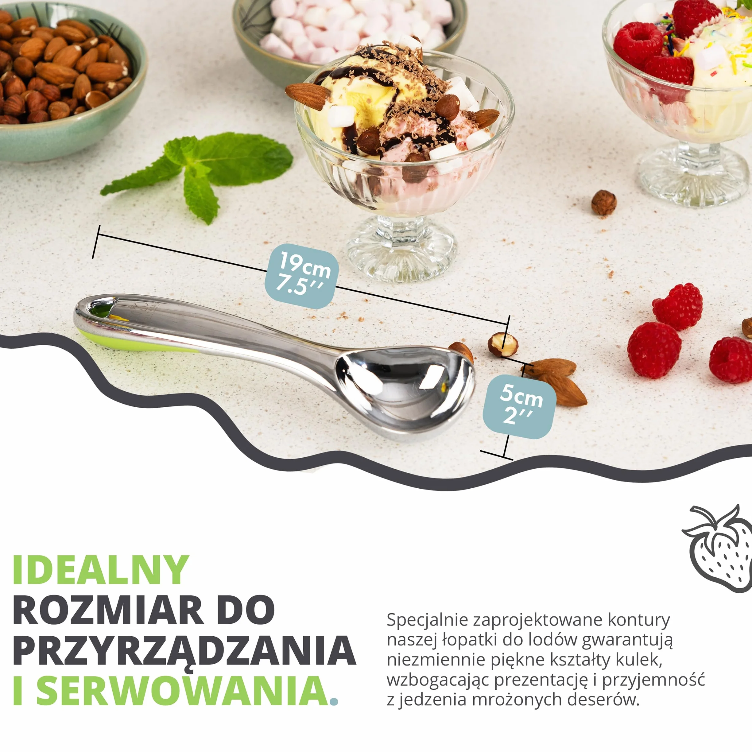 Gałkownica do Lodów ze Stali Nierdzewnej – Ergonomiczny Uchwyt