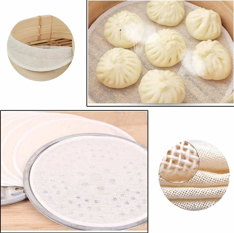 10 sztuk bambusowych mat do gotowania na parze, mata kuchenna, ręcznik parowy, ściereczka do przecierania ryżu, warzyw, ryb i wypieków, Ø 30 cm