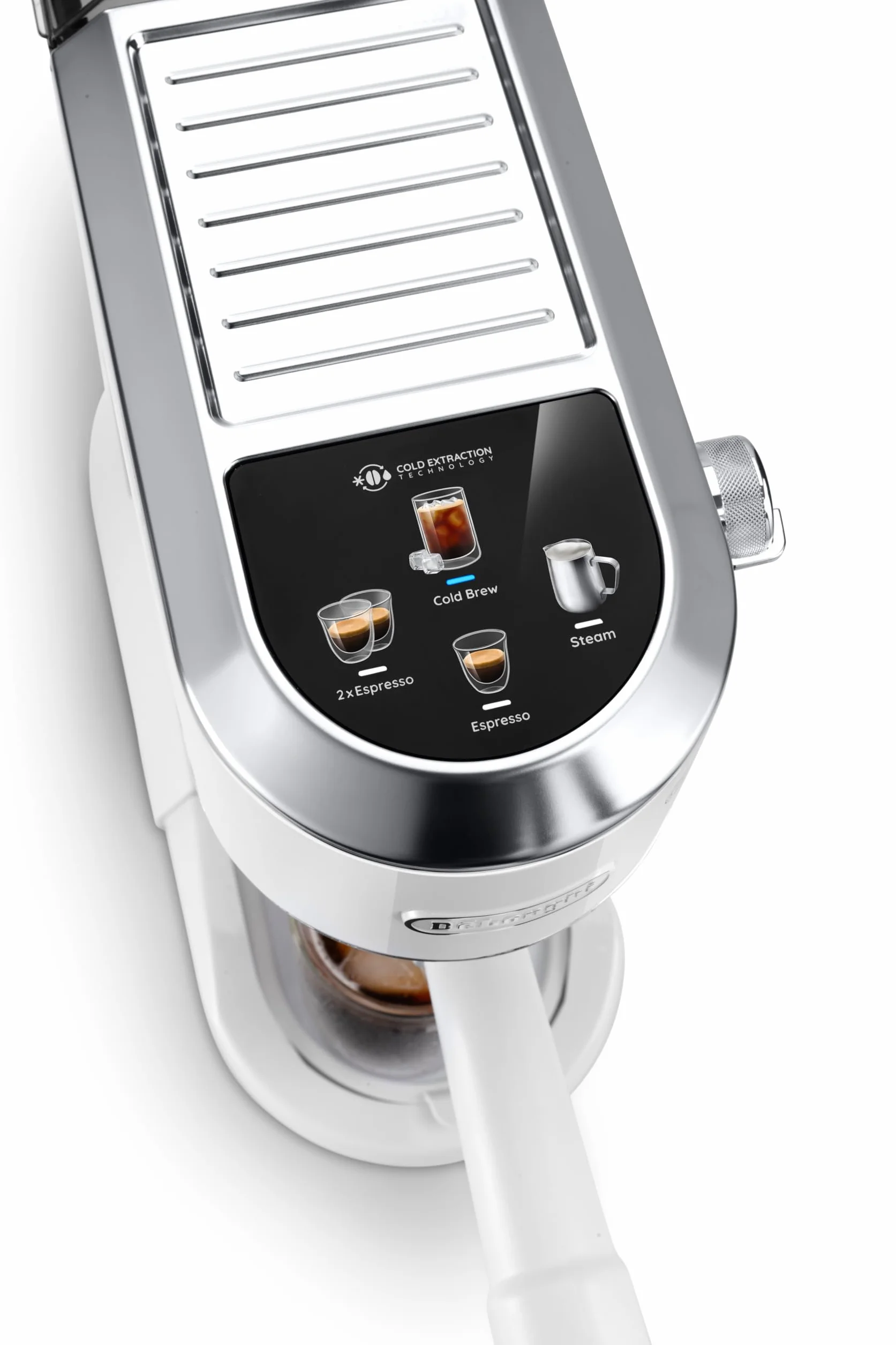 De'Longhi Dedica Duo EC890.WI ręczny ekspres do kawy espresso, cappuccino, cold brew, lanca parowa My LatteArt, wyświetlacz dotykowy, 15 cm, zbiornik 1,1 l, biały