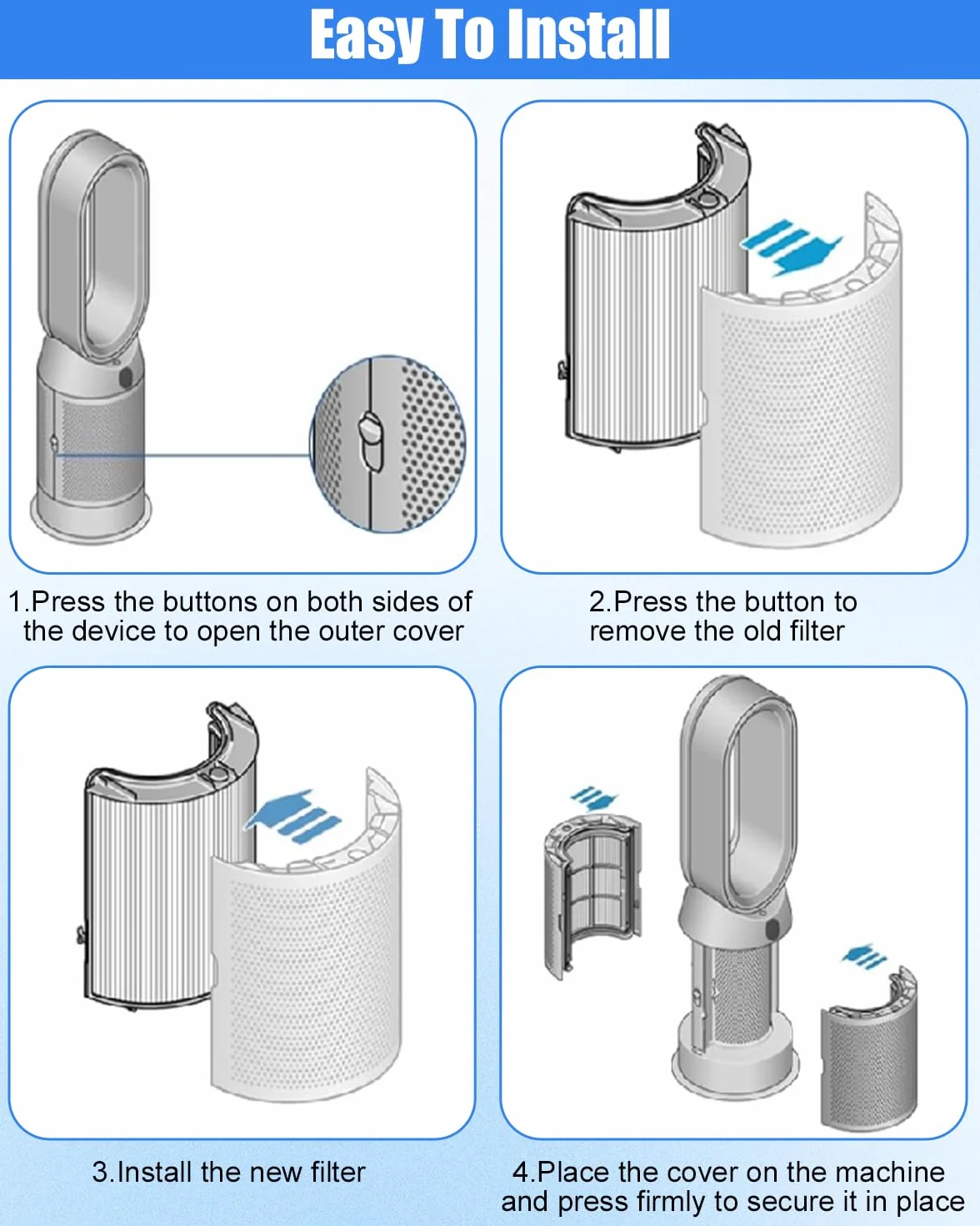 Filtr wymienny 2 w 1 H13 do Dyson HP04 TP04 DP04 PH04 HP09 TP09 HP07 TP07 PH03 PH01 360° Pure Cool