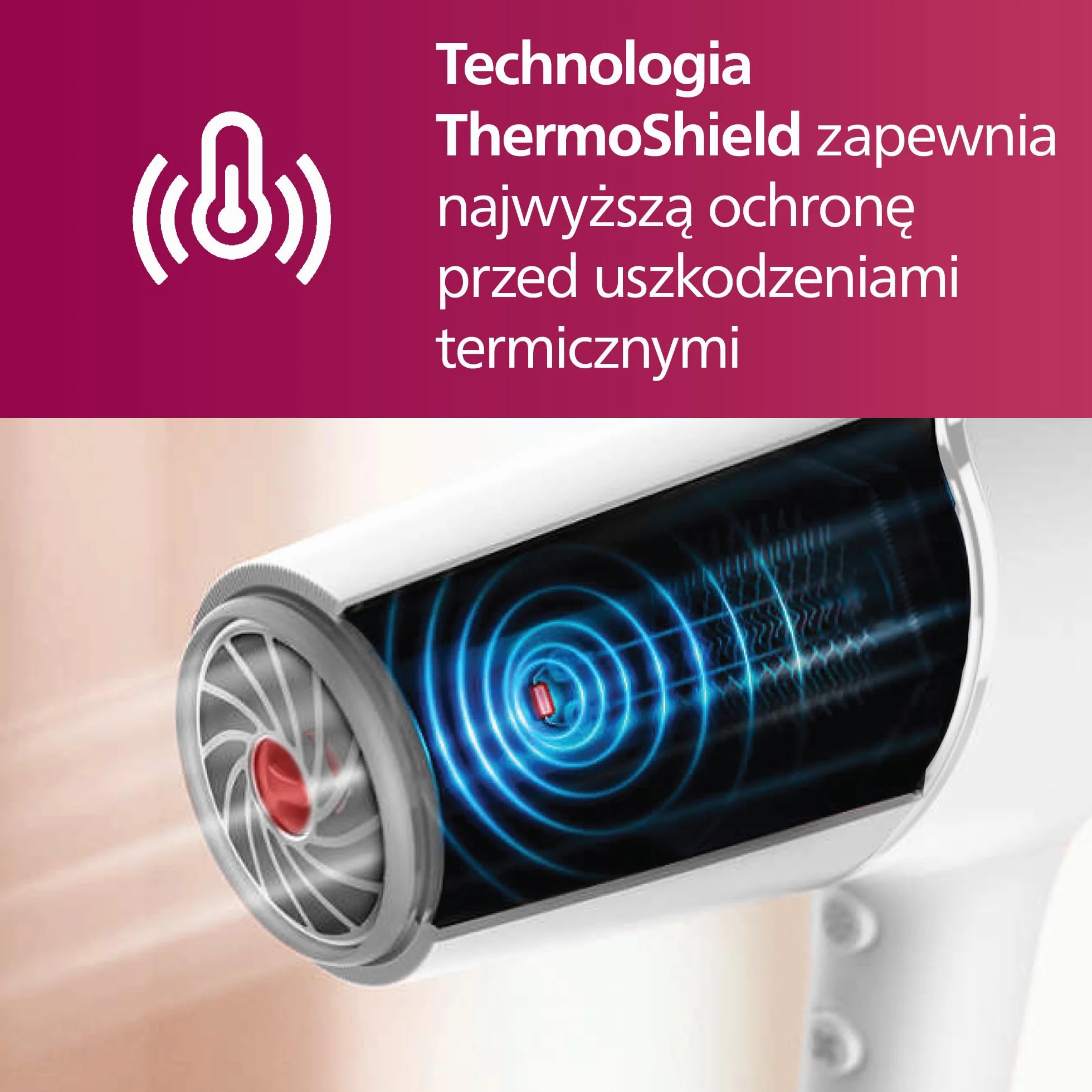Philips Suszarka do włosów z serii 5000, technologia ThermoShield, jonizacja, 2100 W, biała, z nakładką do stylizacji i dyfuzorem zwiększającym objętość, model BHD500/20