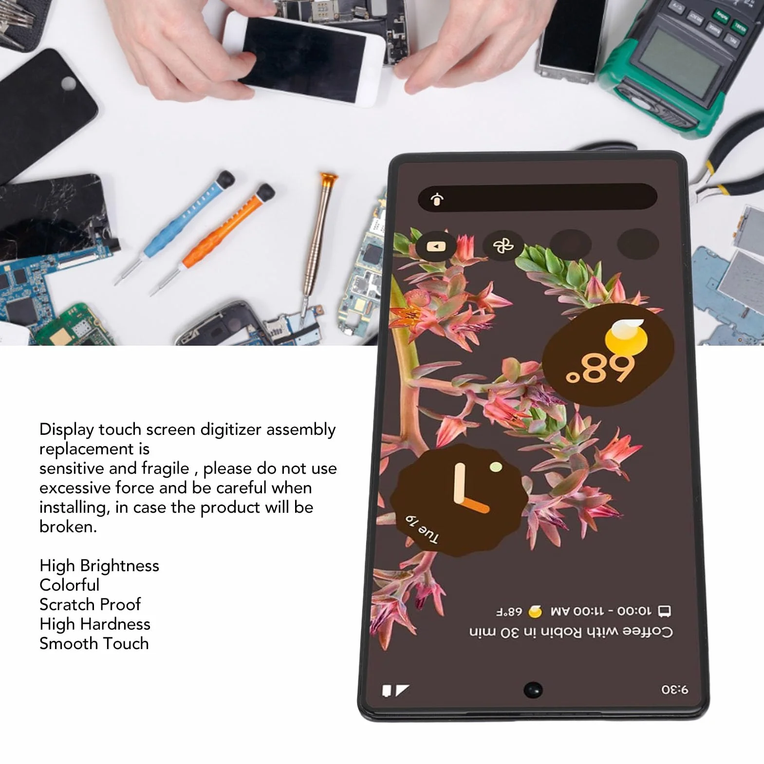 Wymiana Ekranu AMOLED dla Google Pixel 6 5G GB7N6 G9S9B16, 6,4-calowy zespół Digitizera z Ekranem Dotykowym z Narzędziem, Zestawy Naprawcze do Ekranu Dotykowego Wyświetlacza, z