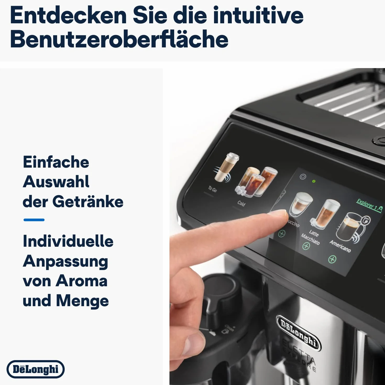 De'Longhi Eletta Explore Cold Brew ECAM452.67.G, Automatyczny Ekspres do Kawy z LatteCrema Hot i Cool, Cold Extraction, Szary
