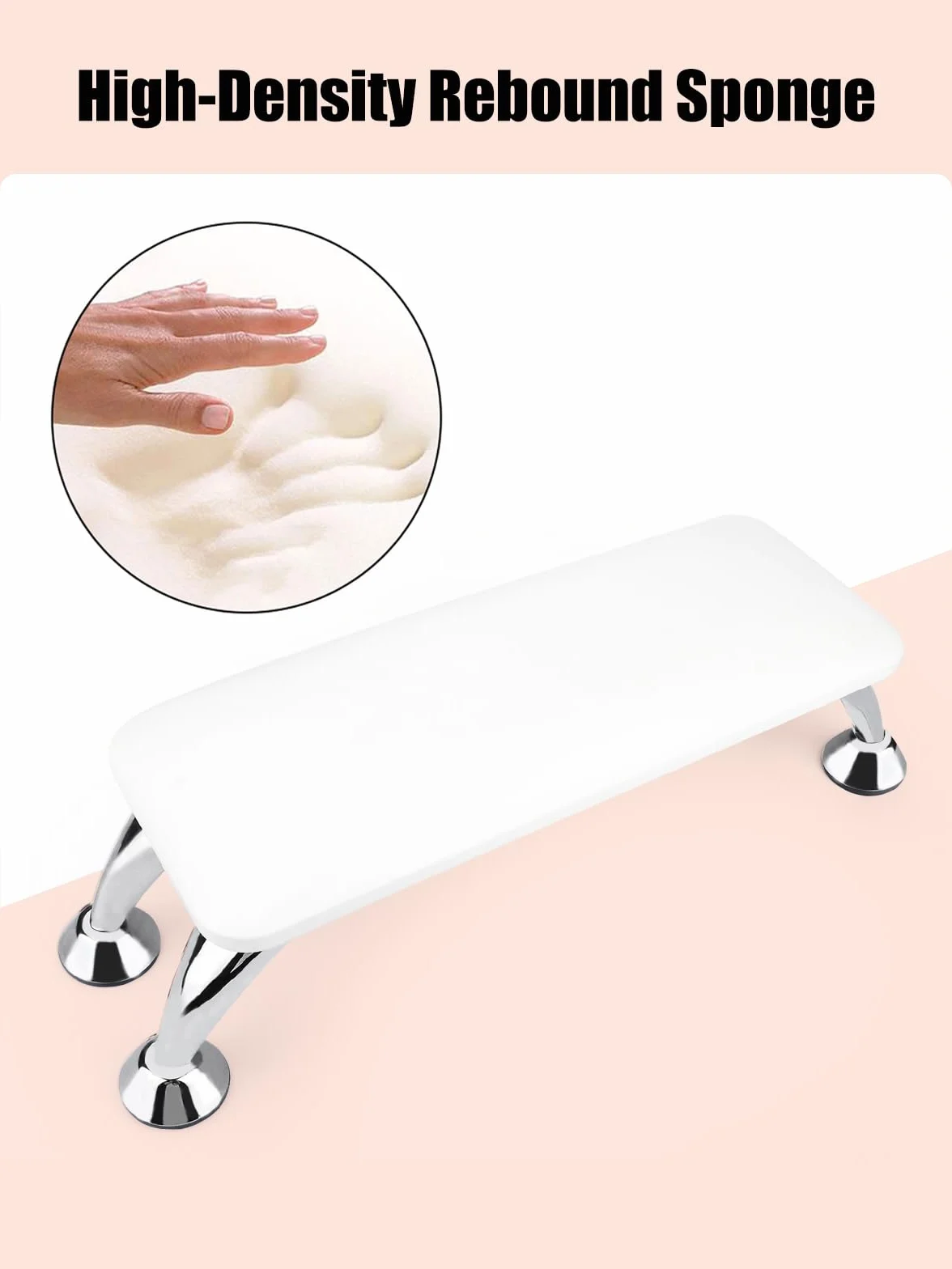 LIONVISON Podpórka pod paznokcie pod nadgarstek, antypoślizgowa podpórka pod nadgarstek, z mikrofibry, ze skóry PU, z uchwytem, do salonu manicure, kolor biały
