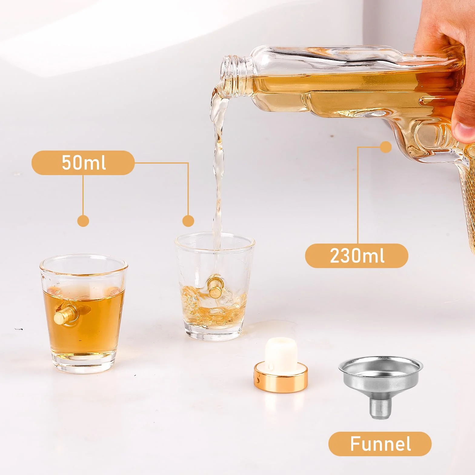 Zestaw upominkowy do whisky z 2 szklankami i karafką, dekanter szklany, prezent dla mężczyzn