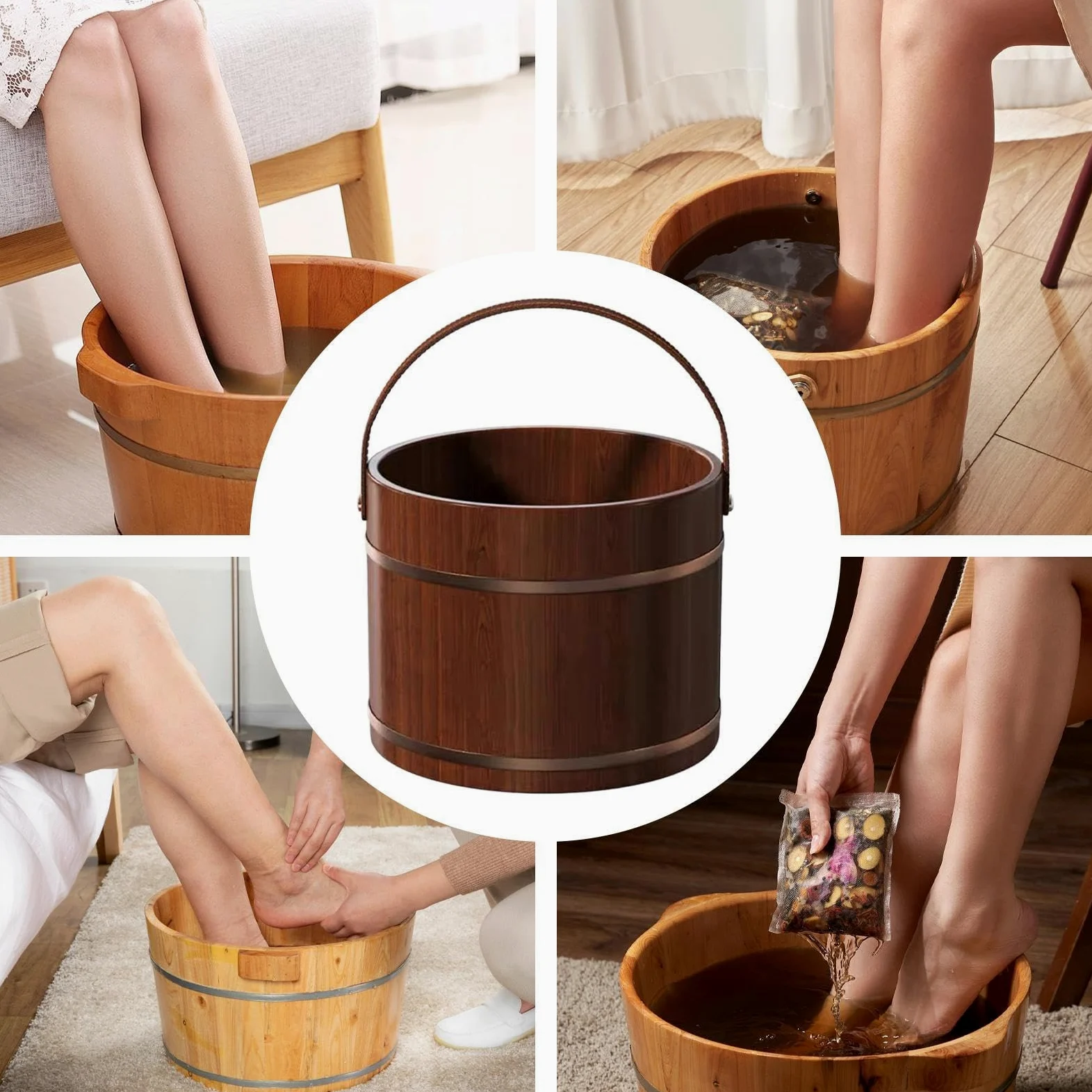 Wiadro Do Moczenia Stóp Ergonomiczny Uchwyt Z Rolką Masującą Do Relaksu | Wanienka Do Relaksu Stóp Dla Kobiet i Mężczyzn, Młodzieży, Seniorów - Domowe SPA i Sauna