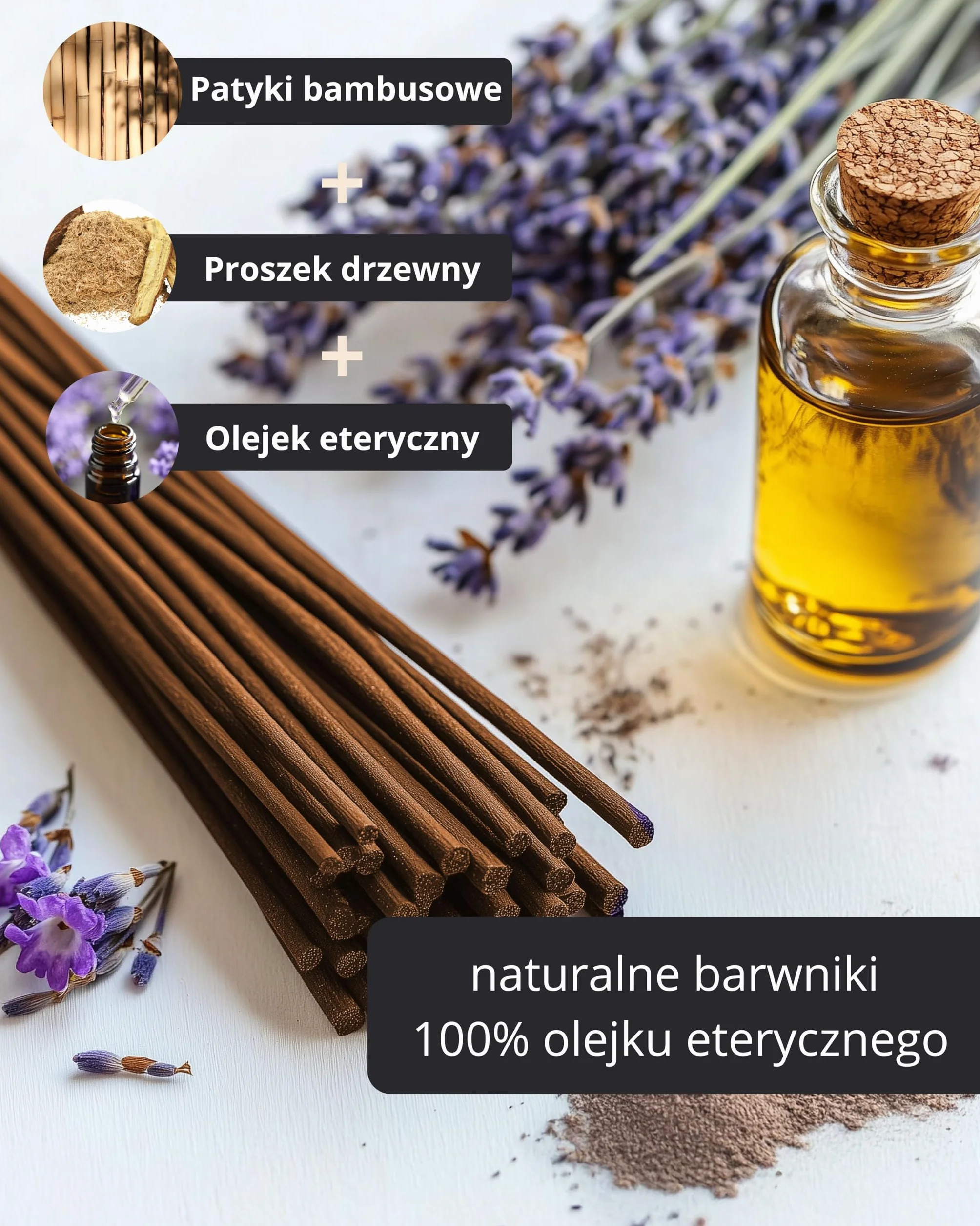 Incensera Kadzidełka Lawendowe – 100 sztuk – Naturalny Zapach na relaks, Medytację, sen, jogę i rytuały – Prezentowy Zestaw