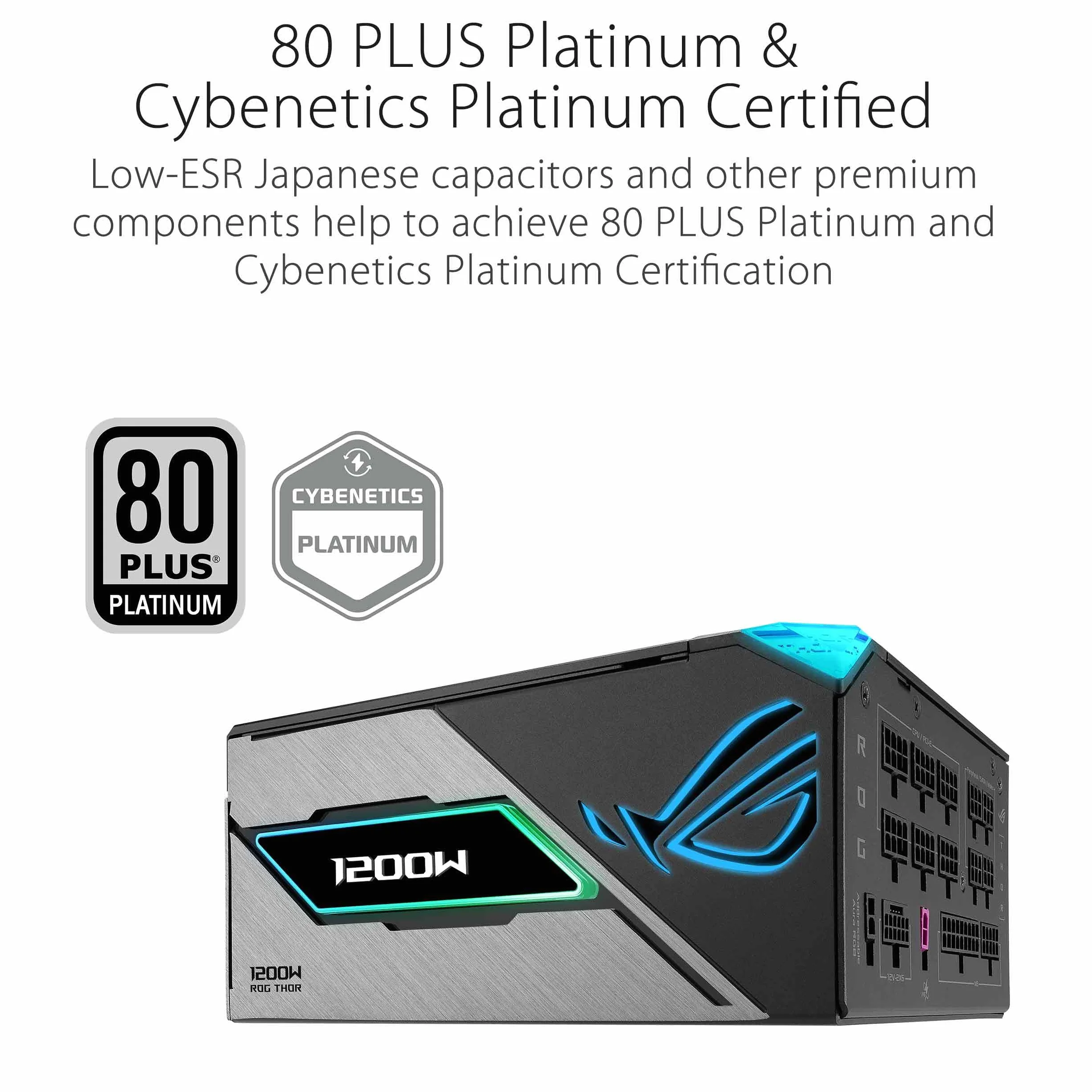 ASUS ROG Thor 1200 W Platinum III zasilacz gamingowy (GaN-MOSFET, Aura Sync RGB, ATX 3.1, PCIe 5.0 Ready, magnetyczny wyświetlacz OLED, tryb Turbo, procesor GPU, certyfikat 80+ Platinum)