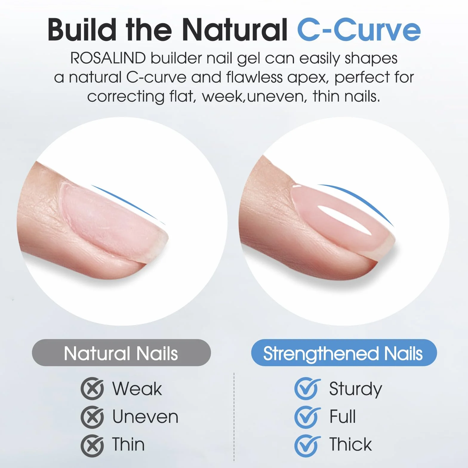 ROSALIND Żel budujący do paznokci żelowych, 11 ml Builder Nail Gel do lakierów UV do wzmocnienia paznokci, UV LED, żel budujący paznokcie Nail Art Manicure