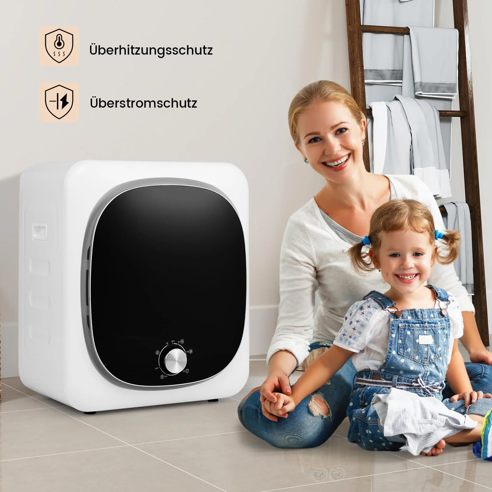 COSTWAY Mini suszarka na pranie 5 kg 5 programów 800 W 69°C z zabezpieczeniem przed przegrzaniem