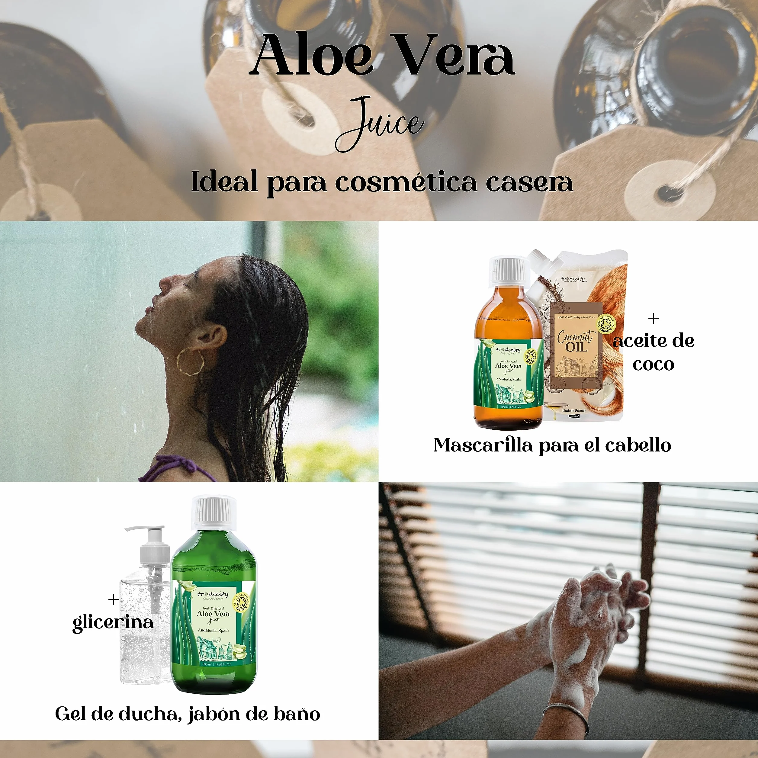 Koncentrat aloesu 99,9% organiczny, czysty i naturalny luch, 100% tłoczony na zimno, tłoczony na zimno z ekologicznej rośliny aloesu, Hiszpania
