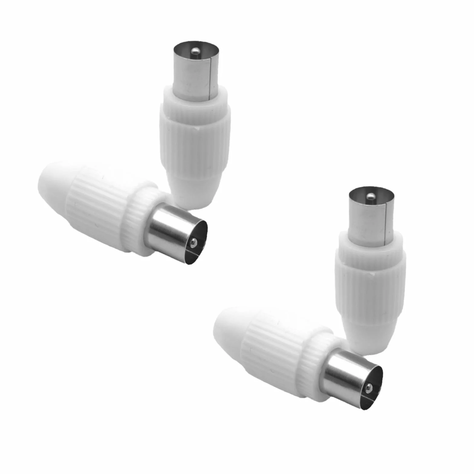 Zestaw wtyczek antenowych, 2 x wtyczka koncentryczna i 2 x gniazdo koncentryczne, wtyczka antenowa, adapter, kabel antenowy, kabel do telewizji kablowej IEC, wtyczka TV męska i żeńska DVB-C i DVB-T2