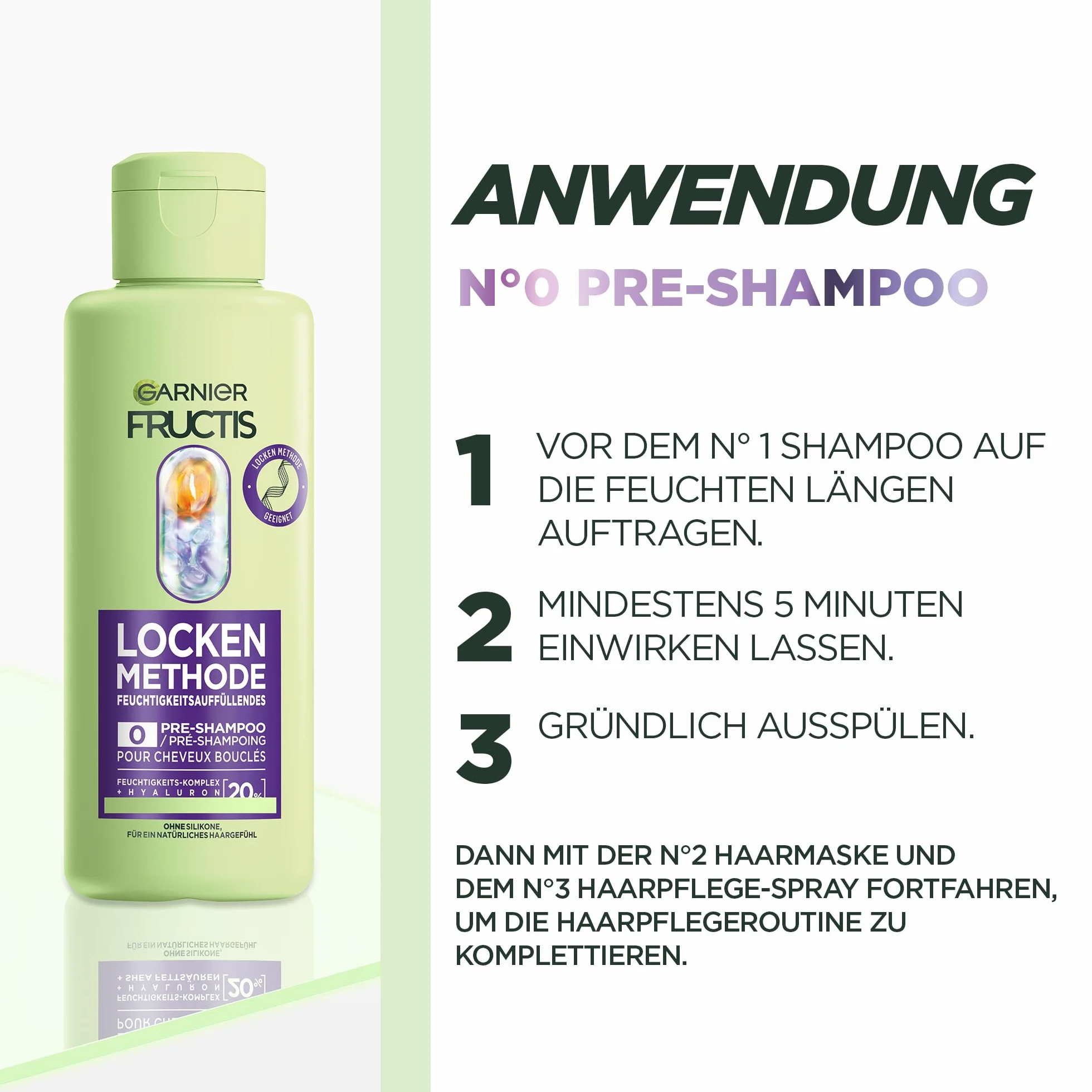 Garnier Zestaw uzupełniający wilgoć do wszystkich loków, naprawia i rewitalizuje, zawiera kwas hialuronowy i tłuszczowy shea, pre-szampon, maseczka do włosów, spray, 4-częściowy