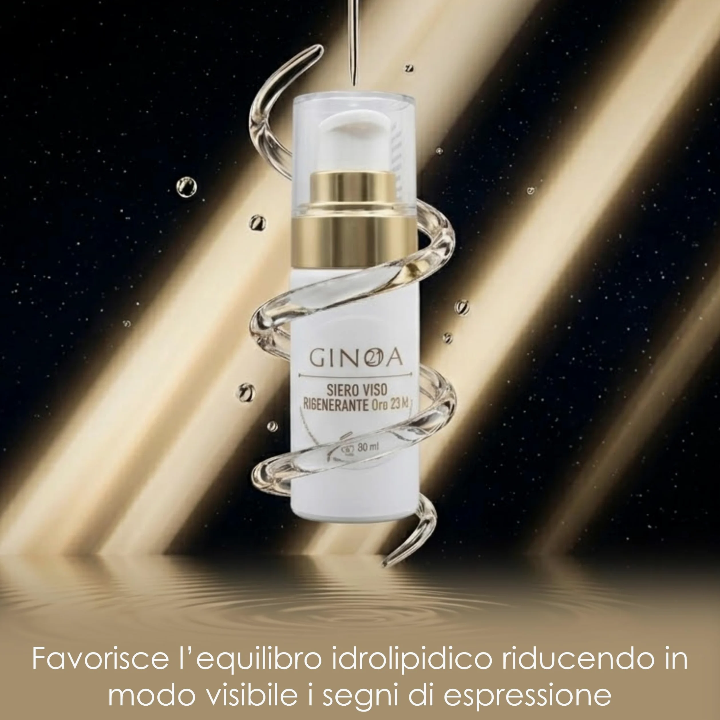 Laura di Noa regenerujące serum do twarzy ze złotem 23 kT, kwas hialuronowy, ceramidy, peptydy i witamina C | rozjaśniające serum przeciwstarzeniowe, wyprodukowane we Włoszech