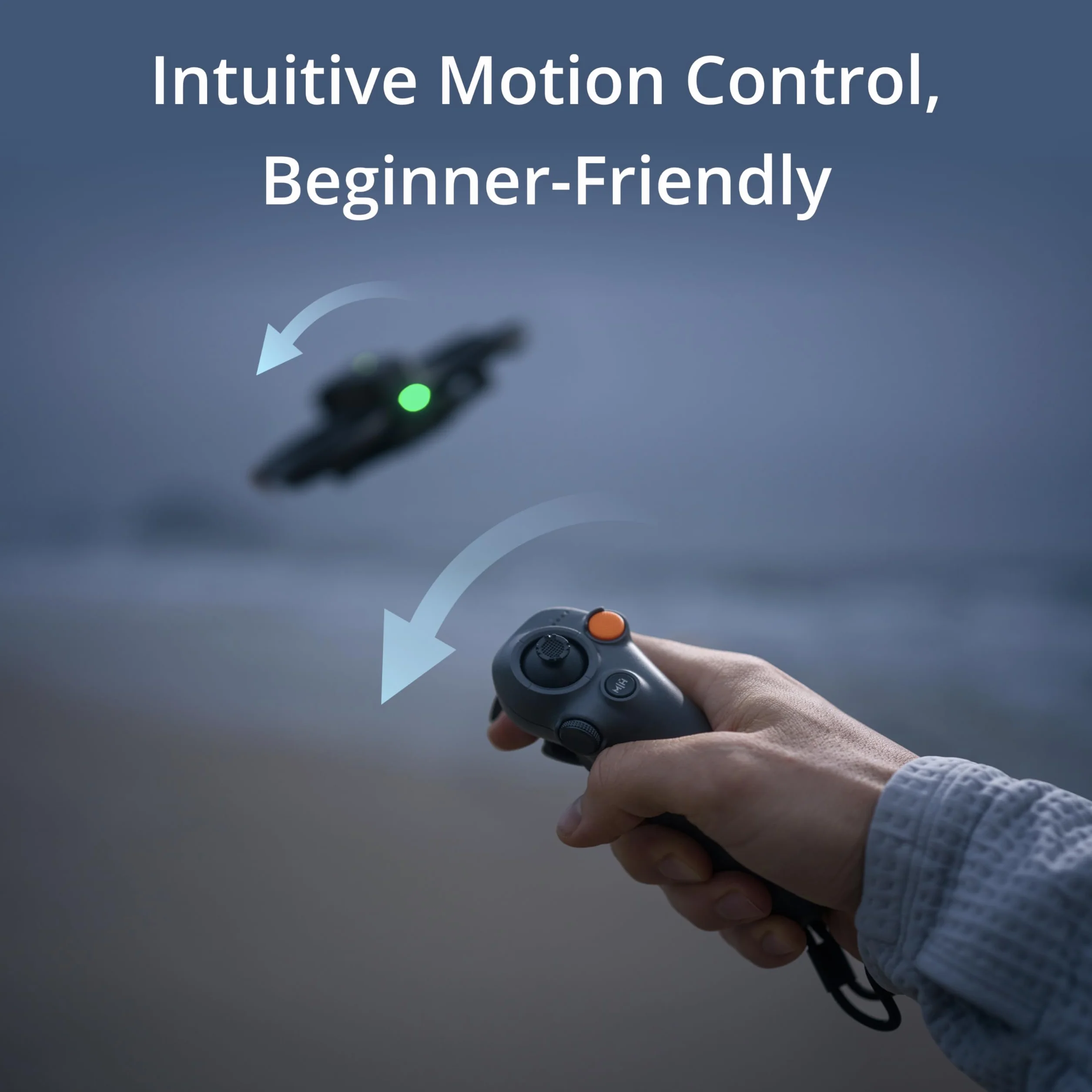 DJI RC Motion 3, FPV Smart pilot zdalnego sterowania z wciągającym sterowaniem ruchem, kompaktowy i przenośny, hamulec awaryjny One-Click, kursor AR, intuicyjny kontroler drona, kompatybilność z