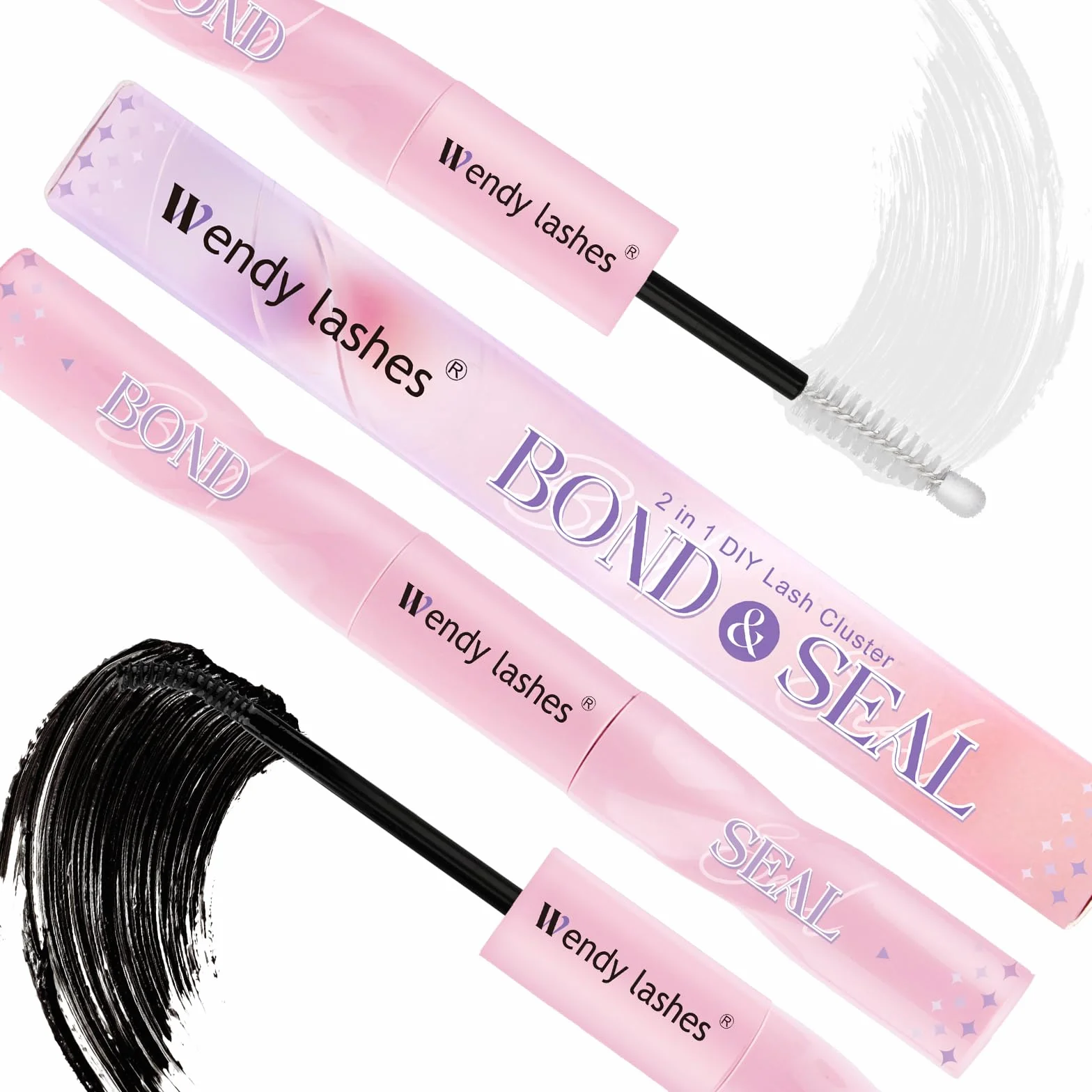 Cluster Lashes Klej i uszczelnienie 2 IN 1 Lash Bond and Seal dla indywidualnych klastrów Przedłużenia rzęs Czarny Lash Bond Wodoodporny rzęs Różdżka Mocne trzymanie Klaster Klej do rzęs