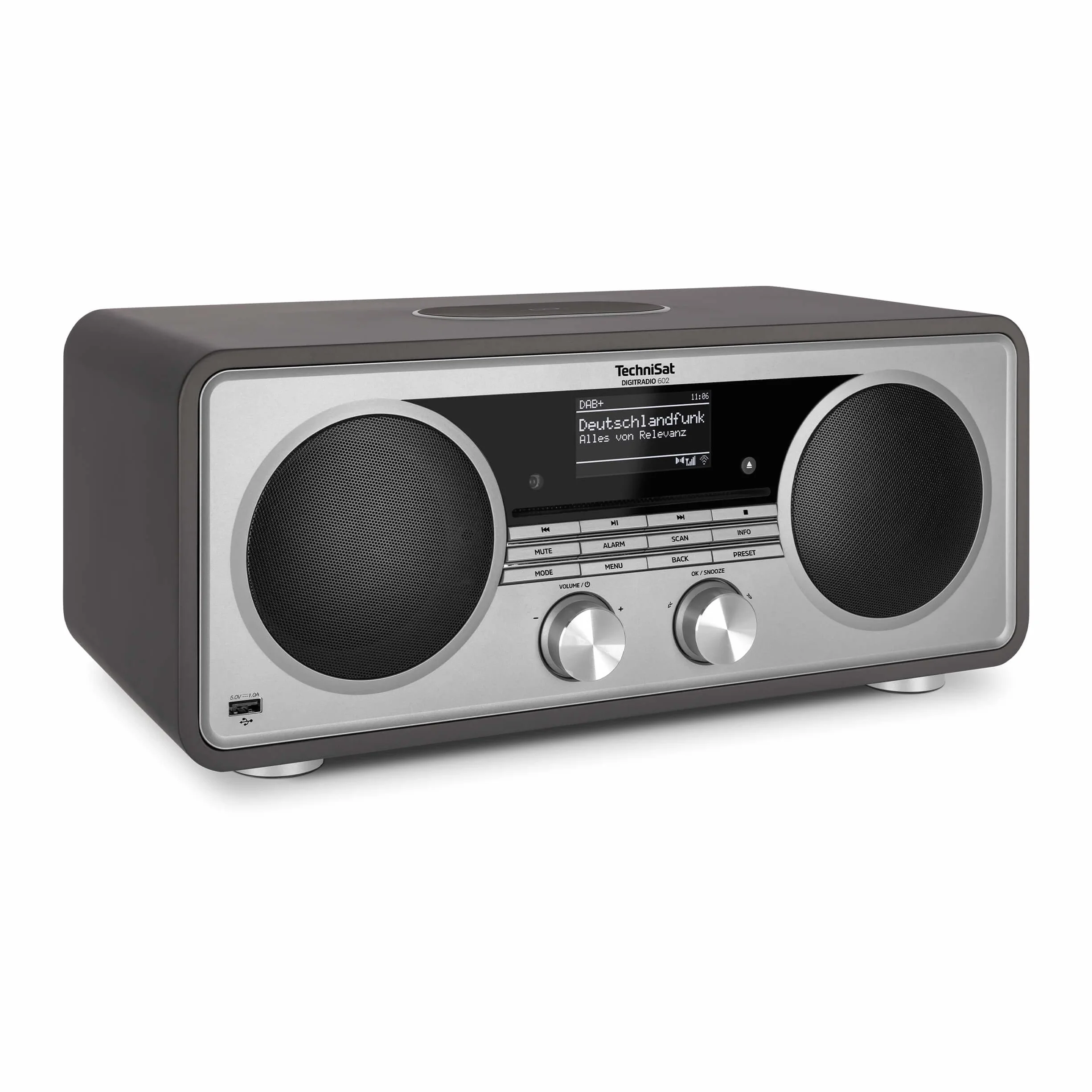 TechniSat DIGITRADIO 602 - Stereo Radio internetowe (DAB, FM, 70 W system 2.1 z subwooferem, CD, USB, strumieniowanie Bluetooth, AUX, WLAN, budzik, Spotify Connect, pilot) Antracyt