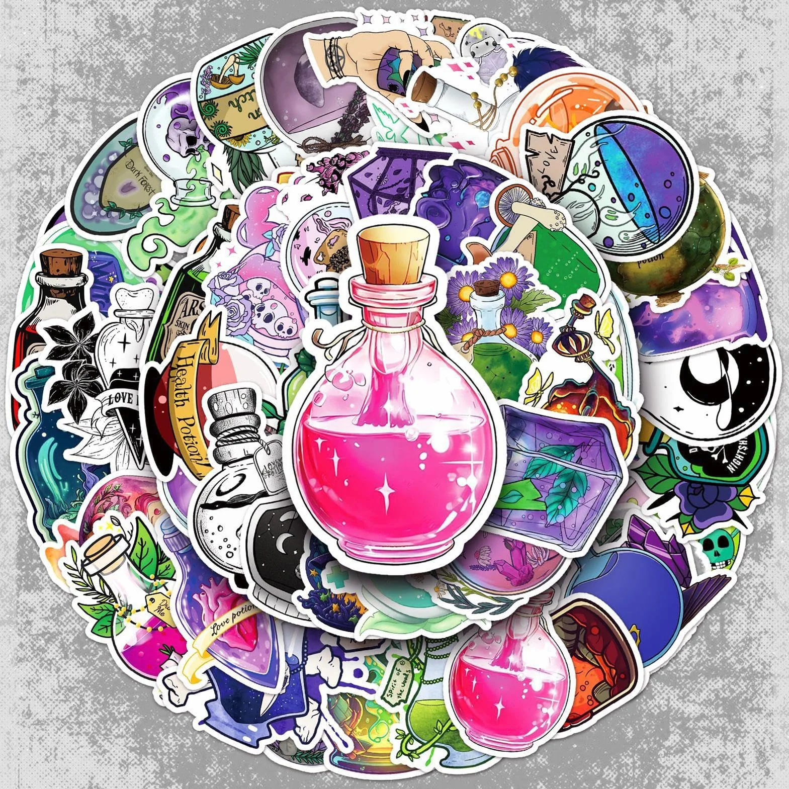 Halloween Potion Bottle Sticker Labels, 50x Decals, Clear Spherical Cosplay Stickers for Water Bottle