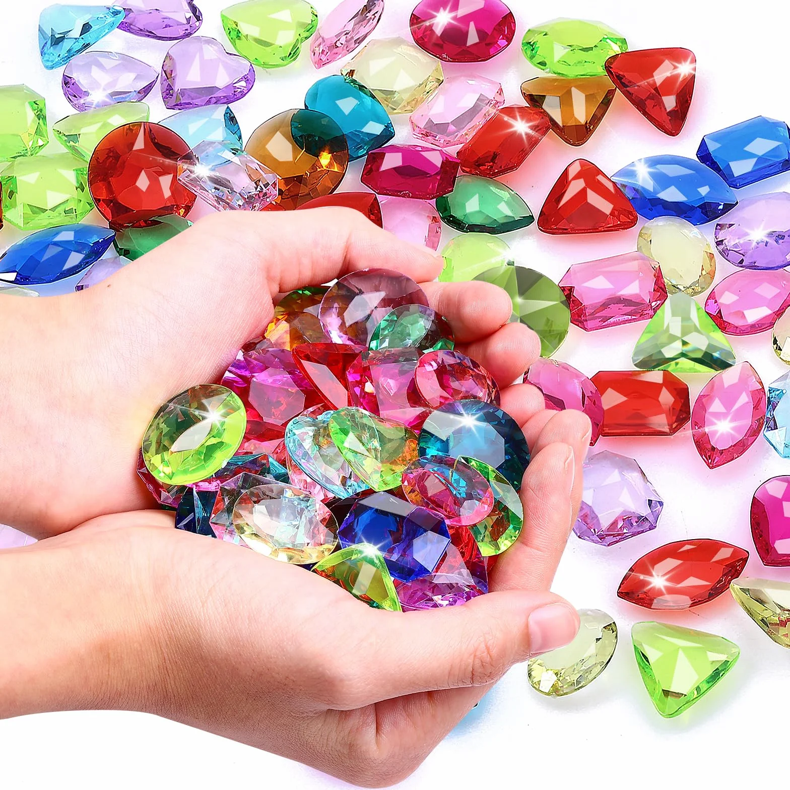 64 sztuki kolorowych akrylowych kamieni szlachetnych, sztuczne diamenty, skarb piracki