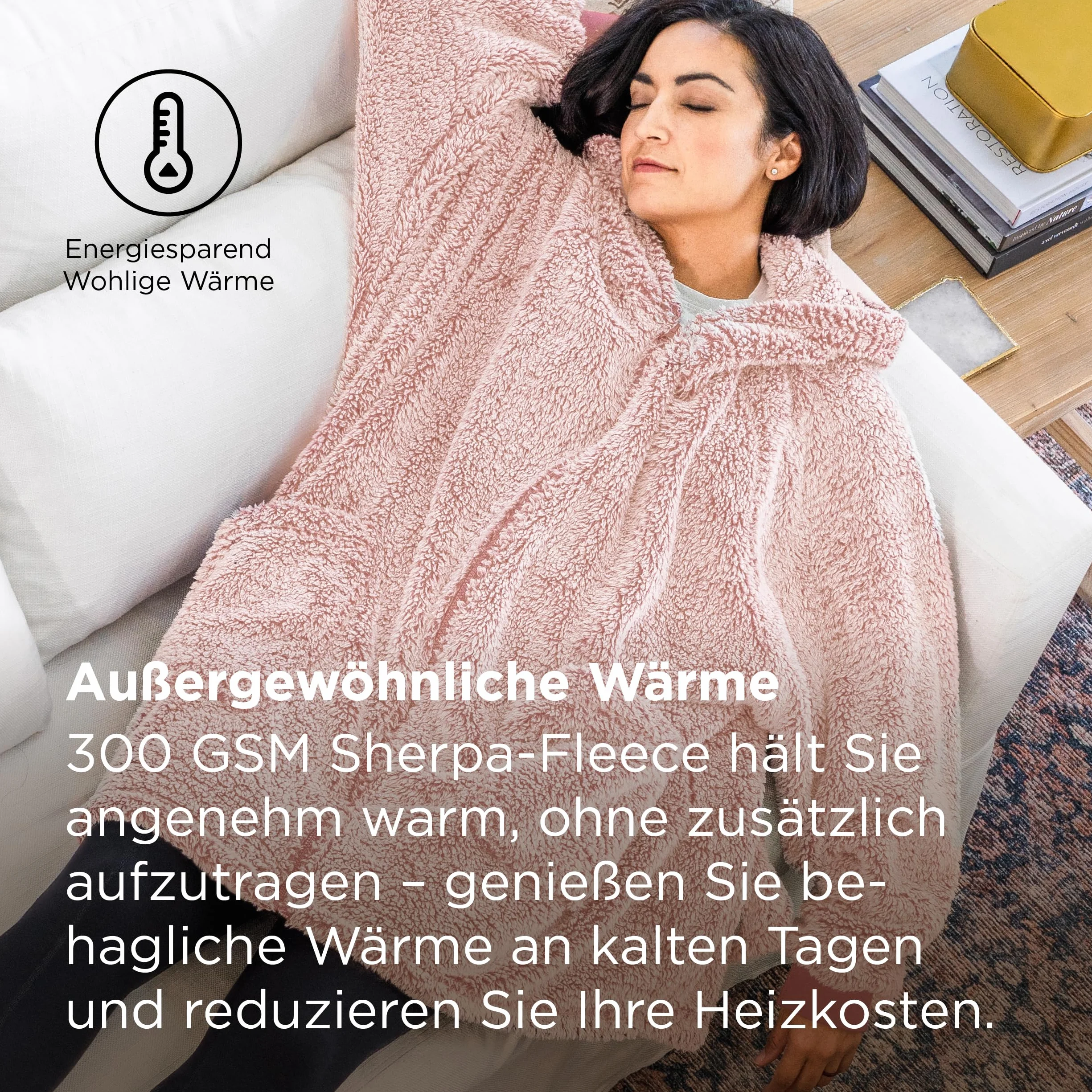 BEDSURE Koc z rękawami i kapturem, bluza oversize do noszenia