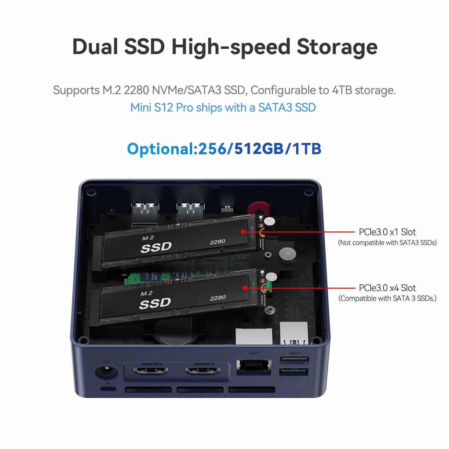 Beelink MINI-S12 Mini PC, procesor Intel Alder Lake-N95 (do 3,40 GHz), mini komputer, 16 GB pamięci RAM, dysk SSD 512 GB, komputer stacjonarny dla biznesu HDMI/WiFi 5/BT 4.2/2,5G LAN/WOL