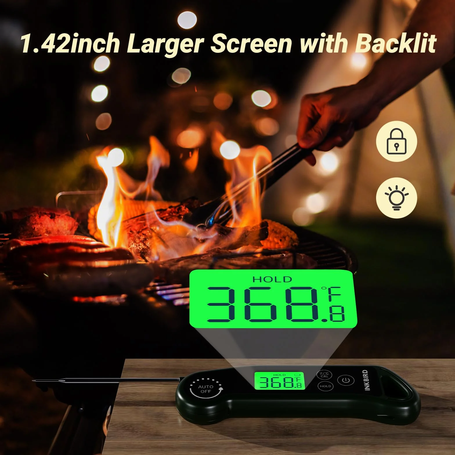 Inkbird RHT-11K cyfrowy termometr do mięsa, czujnik K 0,5 s, natychmiastowy termometr do smażenia, termometr kuchenny, ekran LCD, termometr do grilla, smażenia, karmienia niemowląt