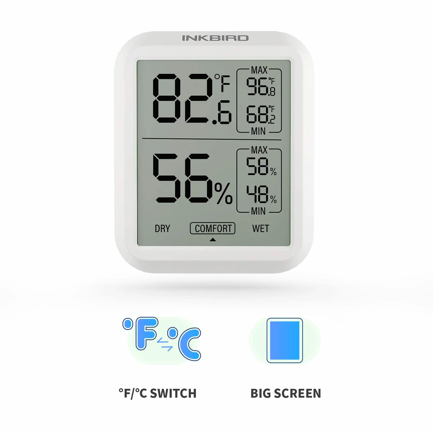 Inkbird ITH-20 Cyfrowy termometr higrometrowy LCD wewnętrzny zewnętrzny