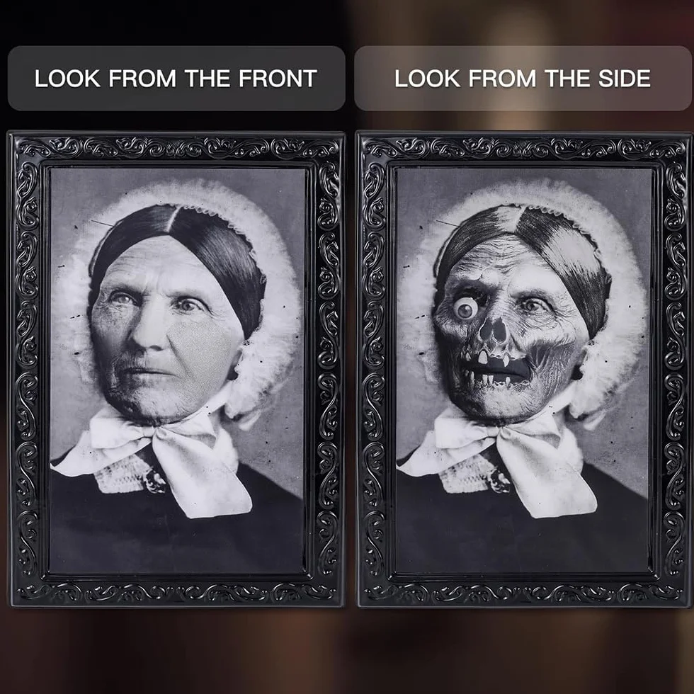 MEISHANG 4 sztuki obrazy na Halloween ramki na zdjęcia 3D dekoracja ścienna