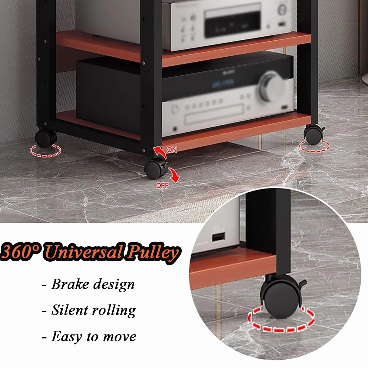 7-poziomowa Wieża Z Regałem Audio-wideo O Wysokości 131 Cm/szafka Na Telewizor Stereo, Półki Na Głośniki, Stojak Na Konsolę Do Gier, Odbiornik DVD, Odtwarzacz CD, Narożne Centrum Rozrywki(Red)