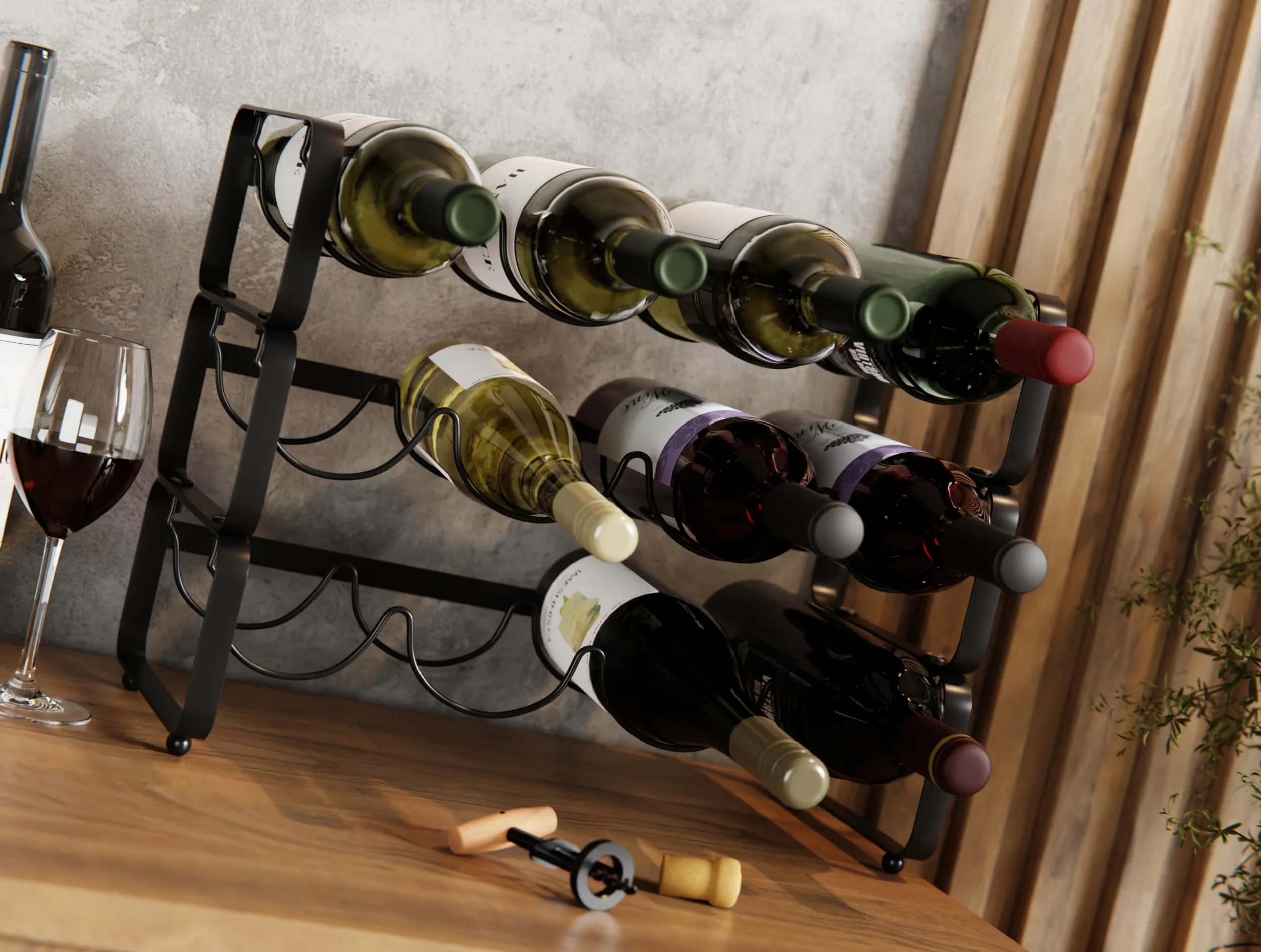 Lenmar LOFT metalowy regał na wino 40x28x20 cm 12 butelek