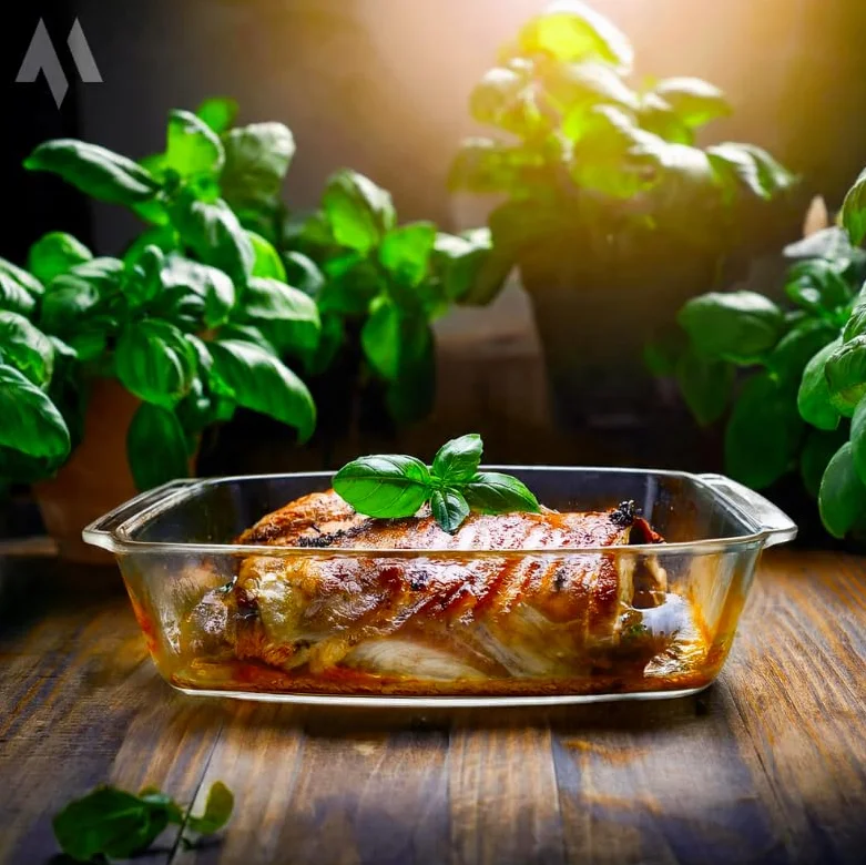 OMAGO Naczynie żaroodporne szklane 3,4L do zapiekania lasagne