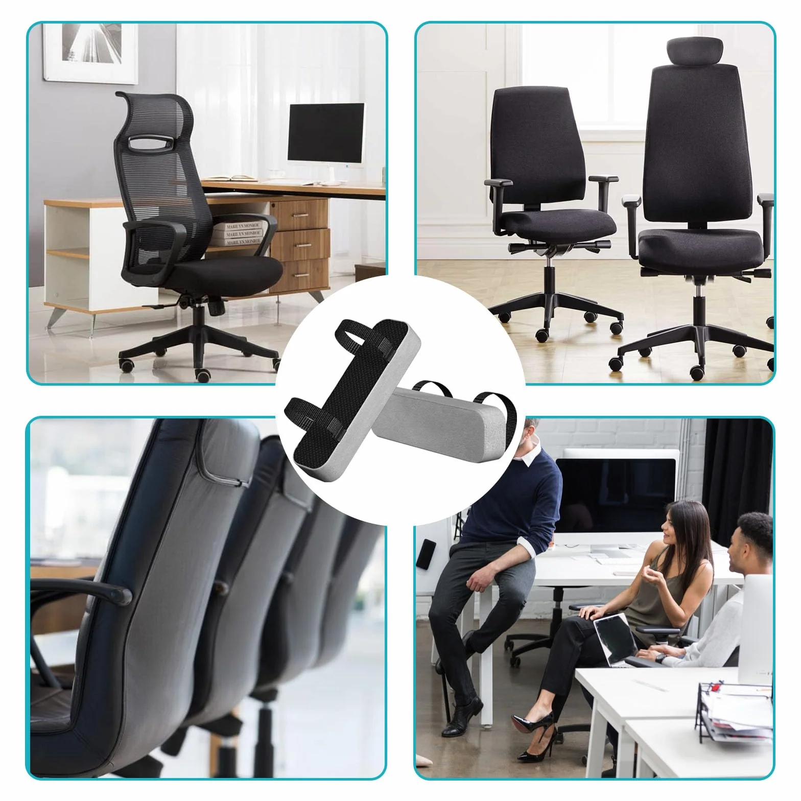 Poduszki na podłokietniki do krzesła biurowego 2 sztuki ergonomiczne piankowe szare