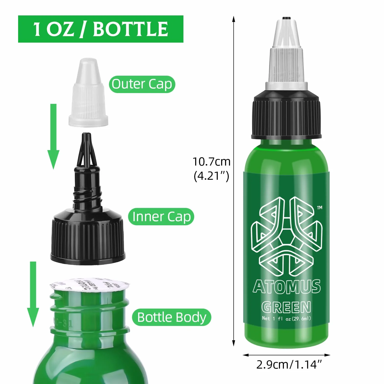 ATOMUS Zestaw 5 Kolorów Tuszu do Tatuażu 1oz 30ml - Naturalny Pigment Roślinny do Makijażu Permanentnego i Tatuaży