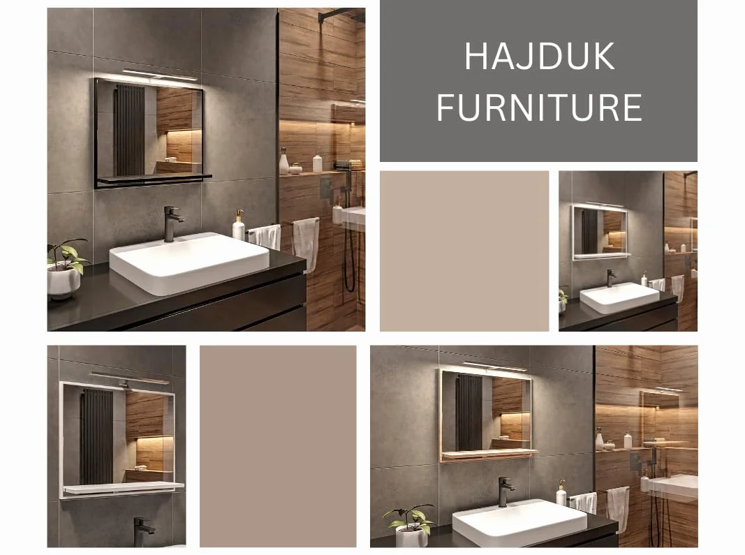 Lustro Łazienkowe LED 50x60x10 cm IP44 Białe Prostokątne
