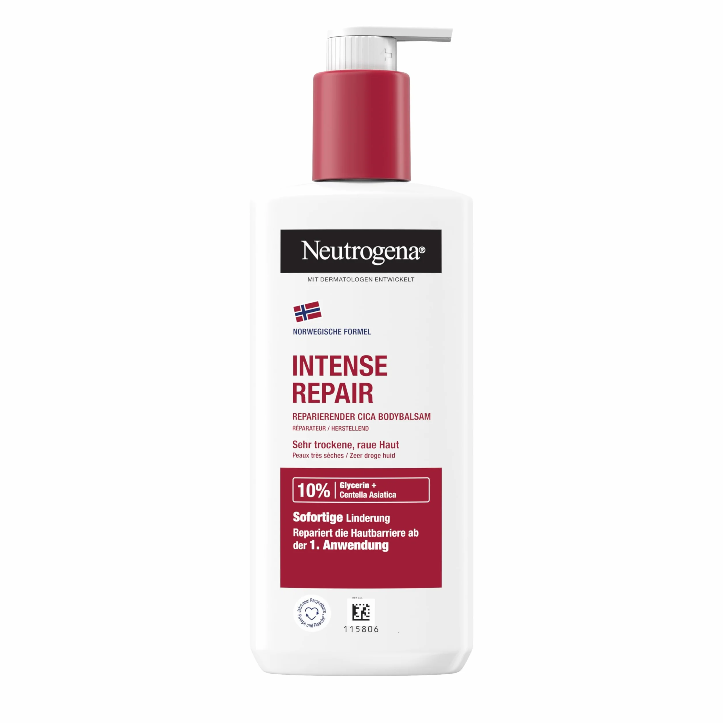 Neutrogena Norwegian Formula Intense Repair Cica balsam do ciała 250 ml balsam do ciała dla natychmiastowej ulgi i większego nawilżenia dla bardzo suchej, szorstkiej skóry
