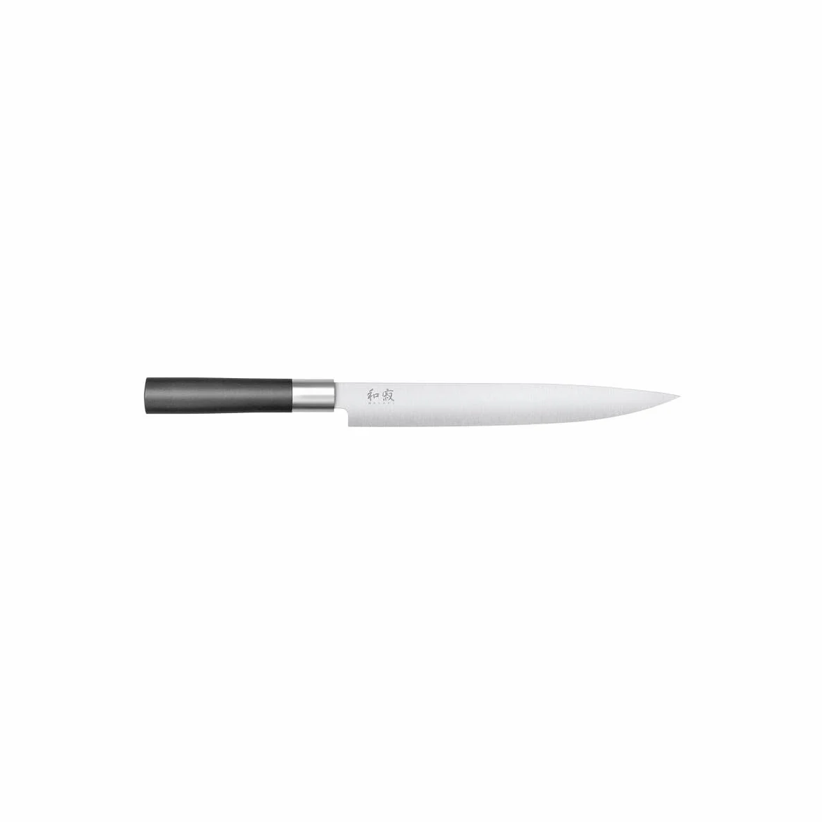 KAI Wasabi Black nóż do szynki 23 cm, stal nierdzewna 6A/1K6, 58 HRC, czarny uchwyt polipropylenowy, Japonia