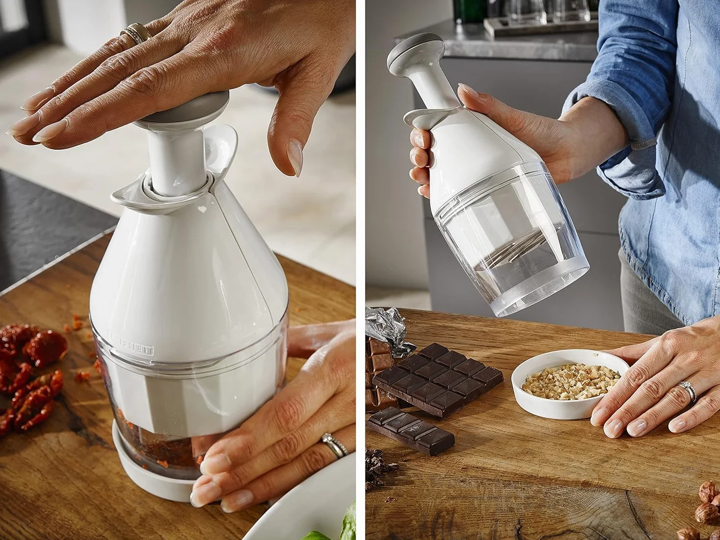 Leifheit Sminuzzatore Comfort&Clean Chopper per verdure Tritatutto manuale ultra affilato