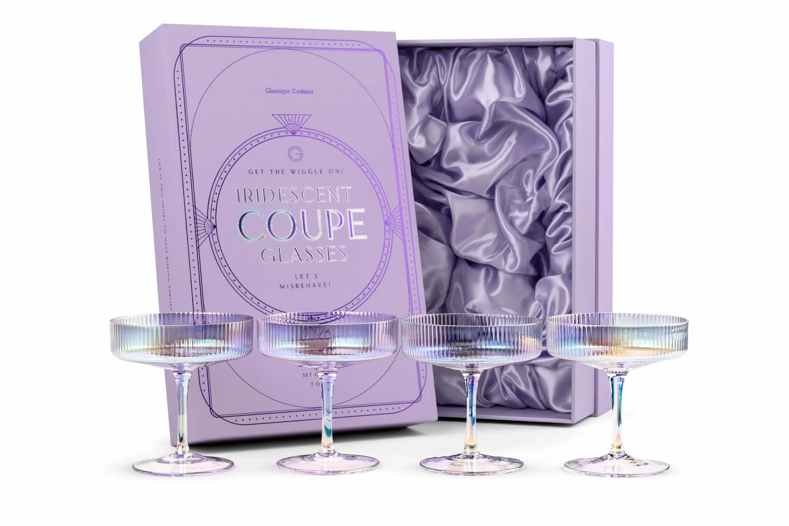 Kieliszki Coupe Tęczowe 200 ml Zestaw 4 szt. GLASSIQUE CADEAU Kryształowe Naczynia Koktajlowe