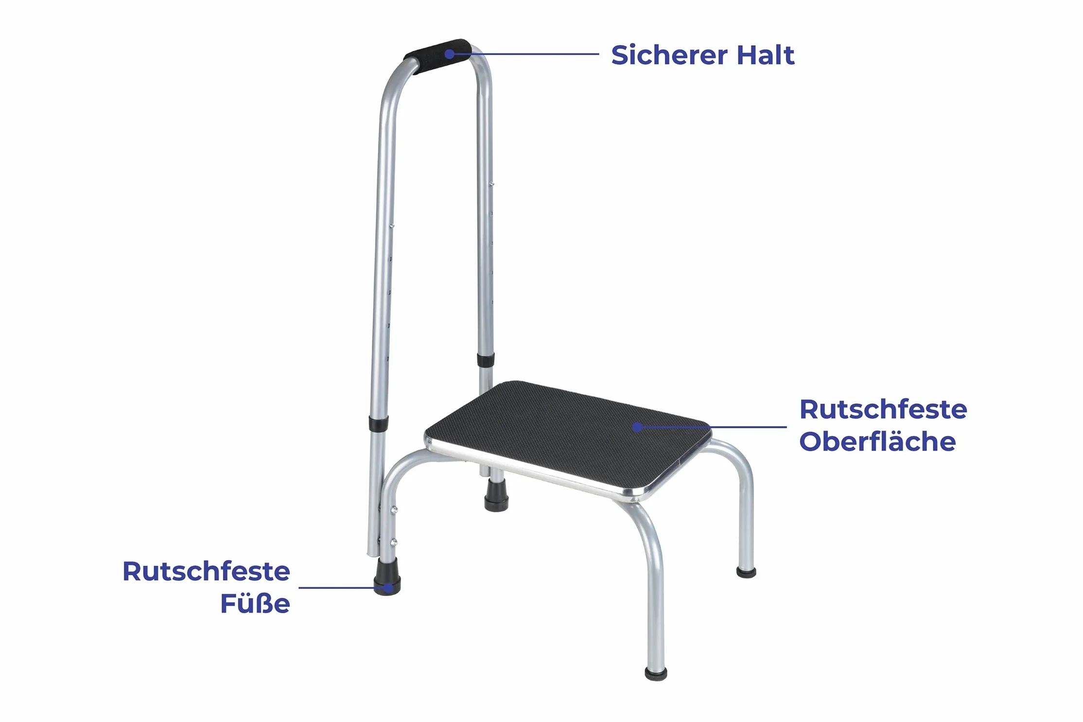Wenko Secura Stopień z uchwytem bezpieczeństwa 22 cm Czarny