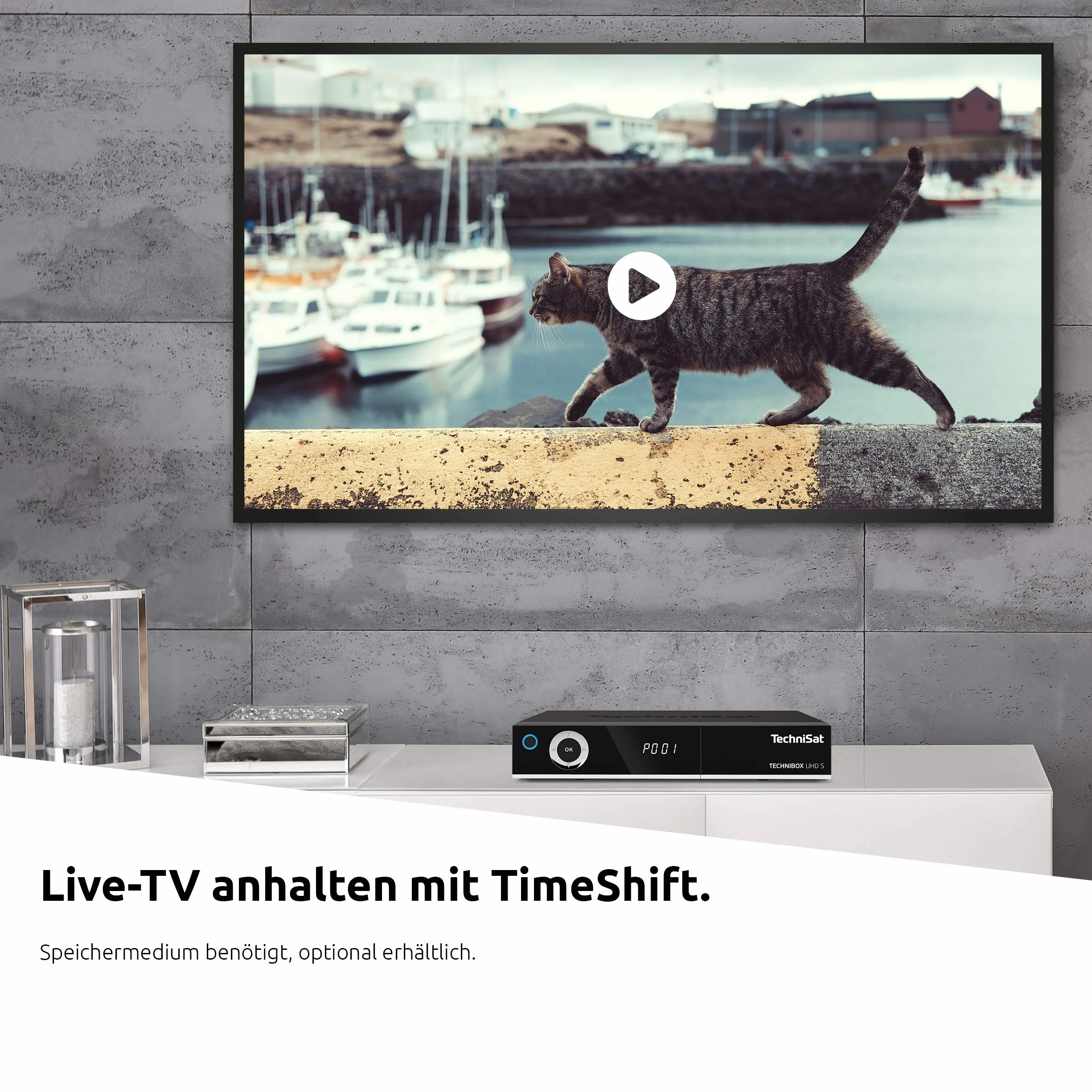 TechniSat TECHNIBOX UHD S - Odbiornik 4K Sat z podwójnym tunerem (DVB-S / DVB-S2, sterowanie głosowe Alexa, Smart TV, sterowanie aplikacją, funkcja nagrywania PVR, WLAN, LAN, CI +, USB 3.0) czarny