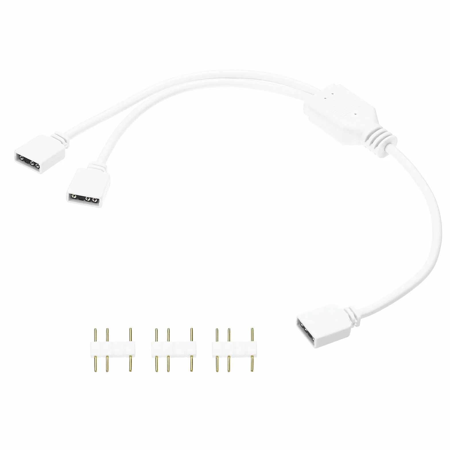 QUARKZMAN ARGB Kabel rozdzielacza, 5V 12" 3-pinowy 1 do 2 Żeński na Żeński Kabel ARGB z 3-pinowymi złączami męskimi do PC Wentylator ARGB/światła LED, biały
