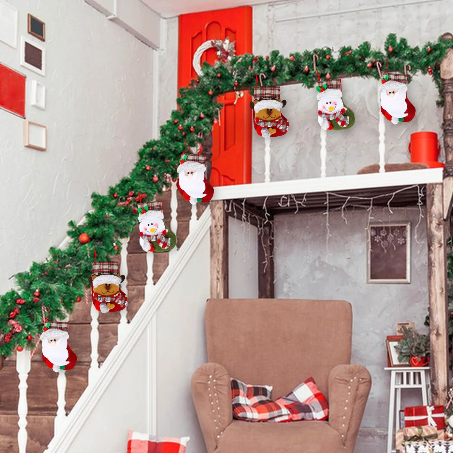 TSLBW Boże Narodzenie skarpetki Santa Claus zestaw 3 skarpety wiszące kominek skarpety Santa Claus wypełnić wiszące skarpetki do kominka świąteczna dekoracja choinki