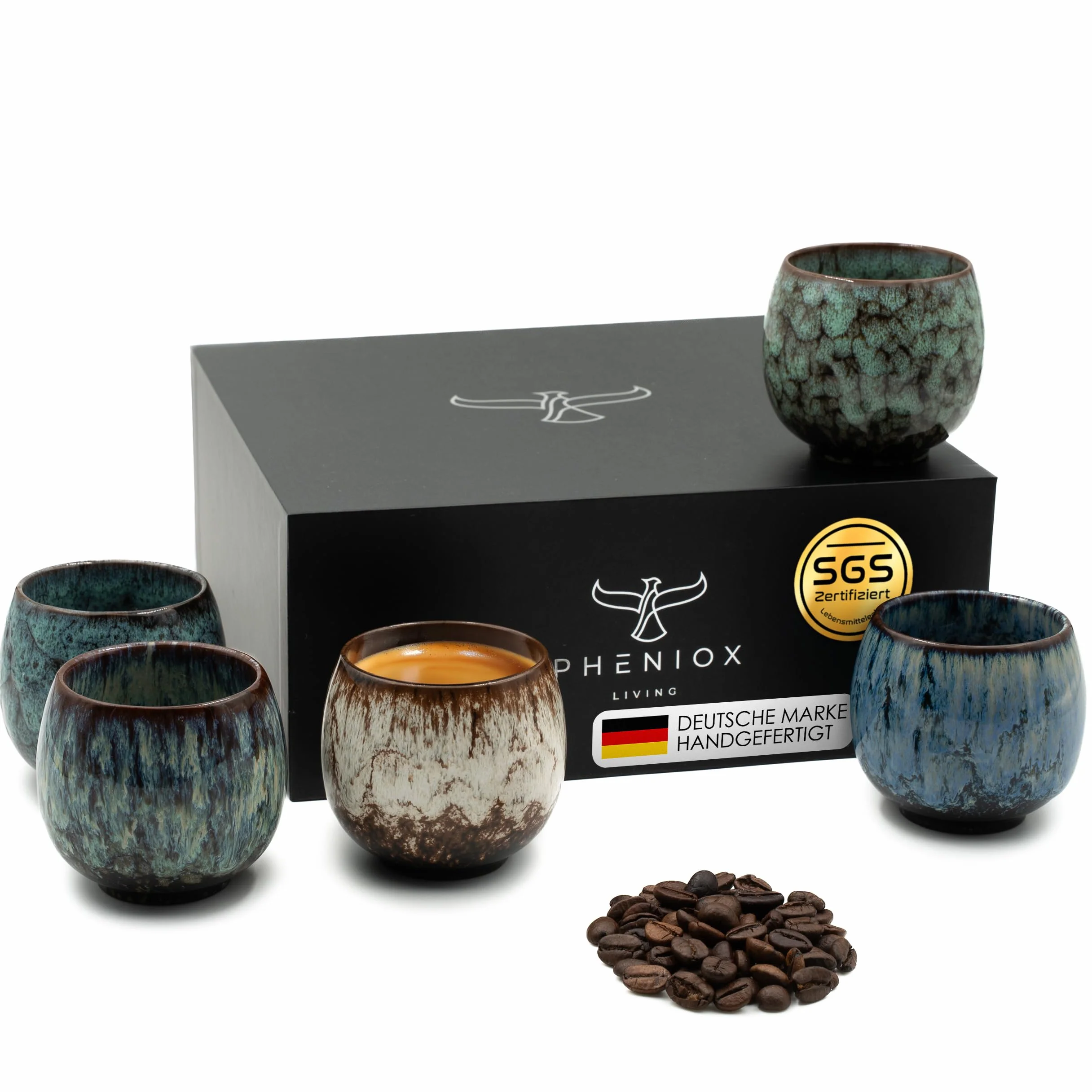Zestaw filiżanek do espresso Tibet Mini 100 ml kamionka 5-częściowy