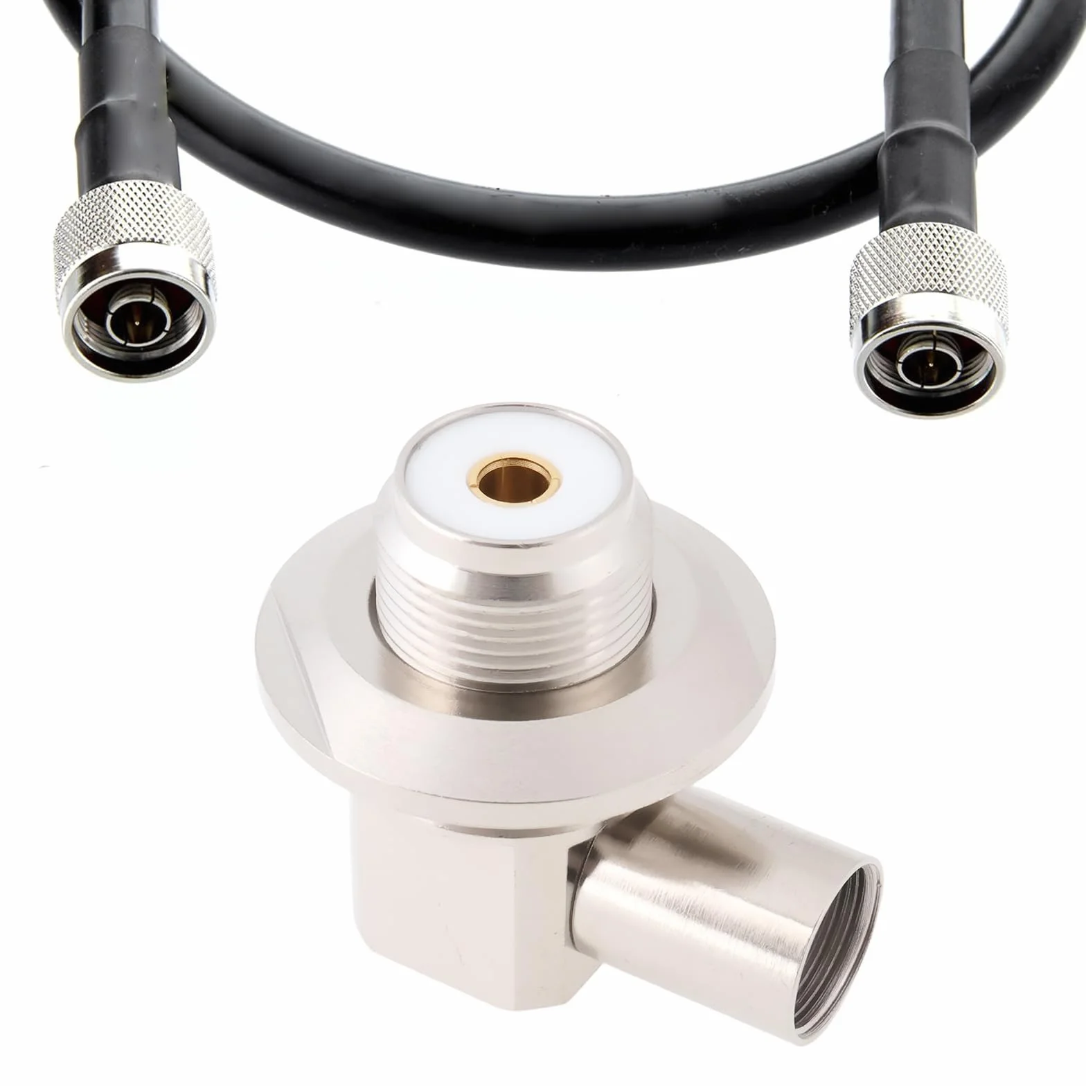 Create idea 2 szt. UHF żeńskie SO239 złącze kątowe RF z nakrętką lutowniczą typu 50 omów adapter do kabli koncentrycznych LMR400 RG8 RG213 RG214