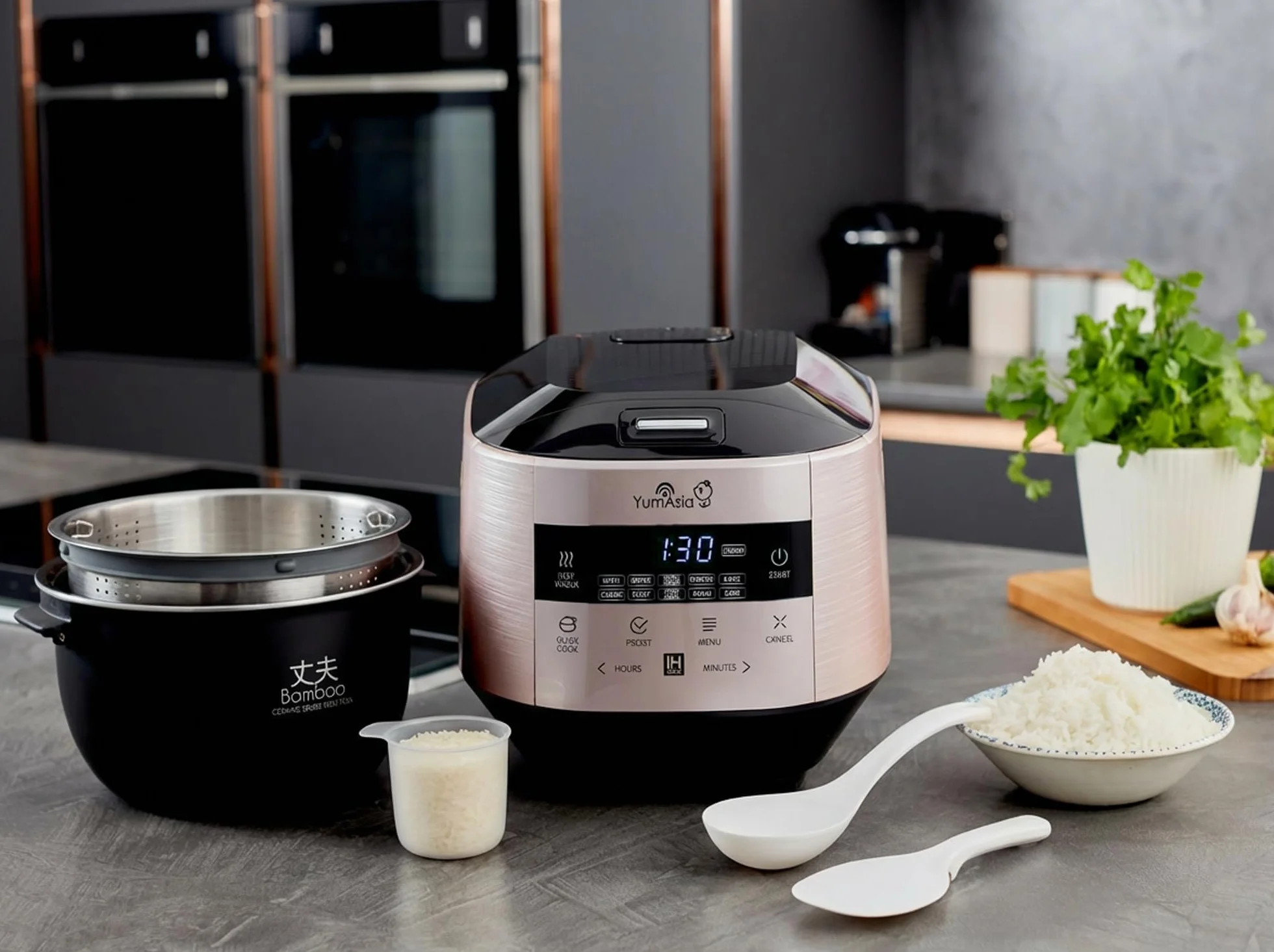 Yum Asia Bamboo szybkowar indukcyjny IH ceramiczna miska 1,5L 220-240V