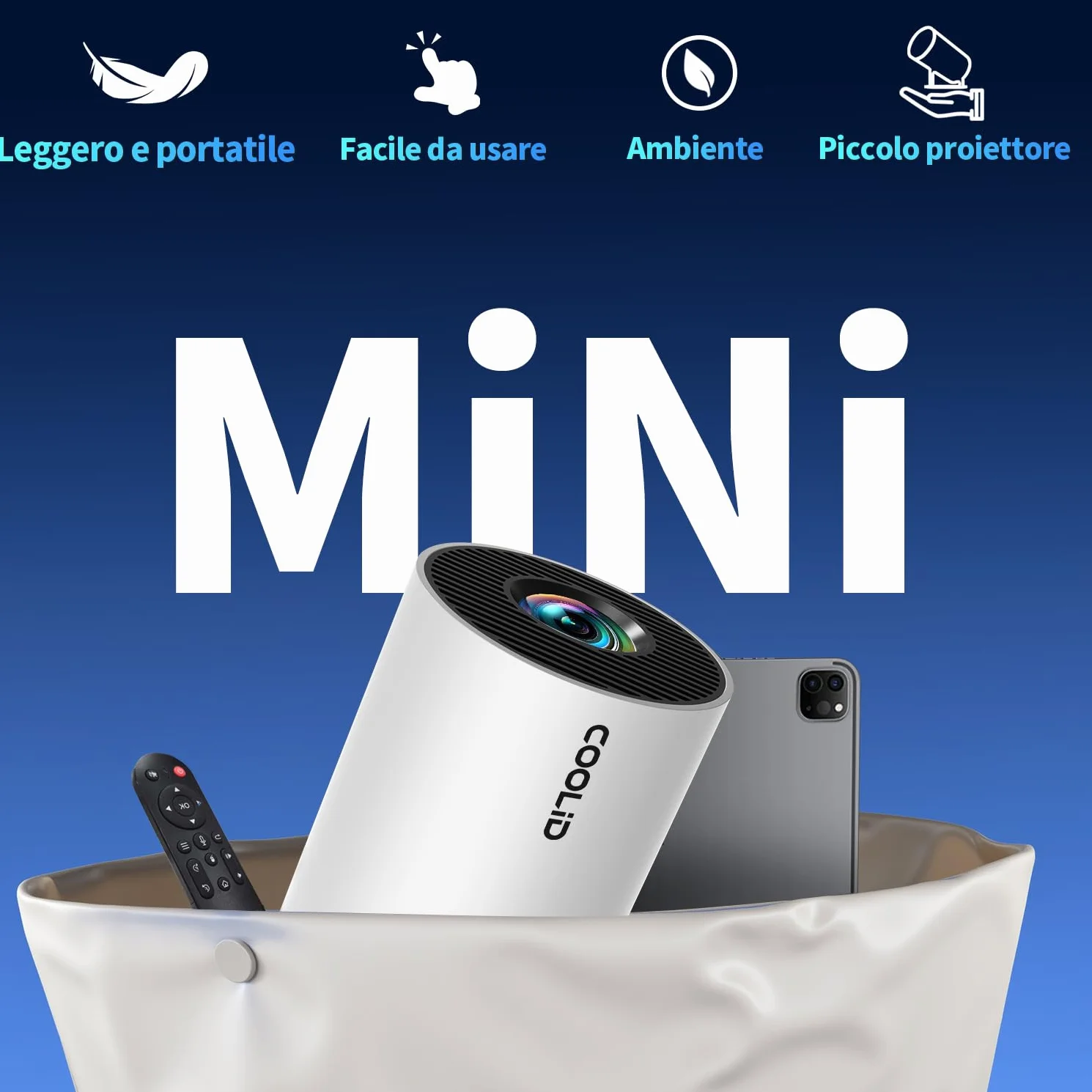 Mini projektor [wbudowana aplikacja i aktualizacja 2026] Przenośny projektor 4K 1080P z 5G WiFi 6 i BT 5.4 obsługuje obrót o 270°, automatyczna korekcja trapezowa, zastosowanie do telewizora Stick/USB