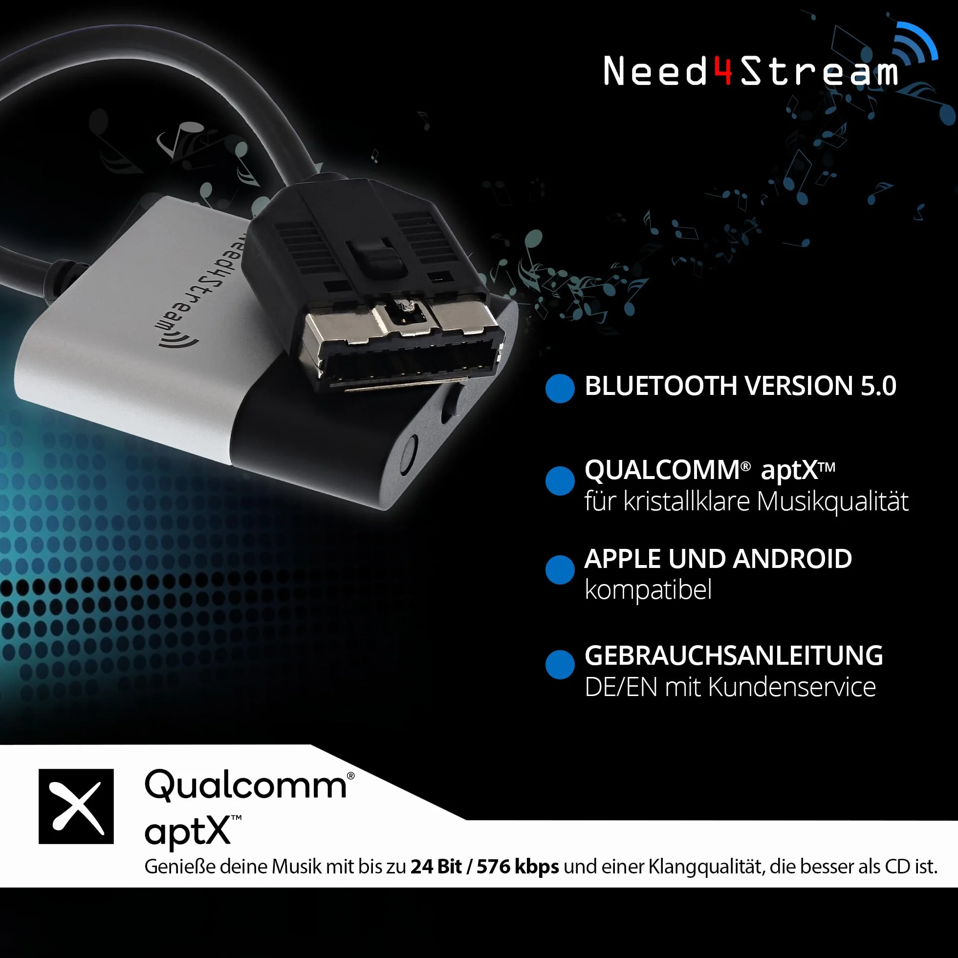 N4S300-LR adapter Bluetooth do samochodu, z listą utworów, kompatybilny z Range Rover III, Sport i Defender, Land Rover Discovery 3 i 4, iPhone i Android