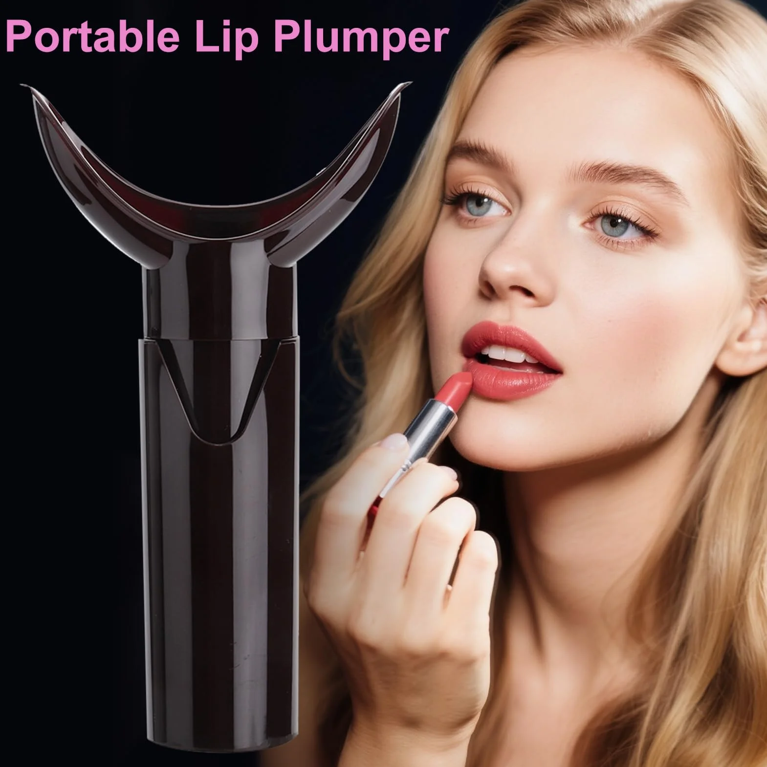 Lip Enhancer Plumper Tool, Lip Plumper Ssanie Przenośny Wzmacniacz Ręczne Akcesoria do ulepszeń Narzędzie do Pielęgnacji Ust (Ciemno czerwony)