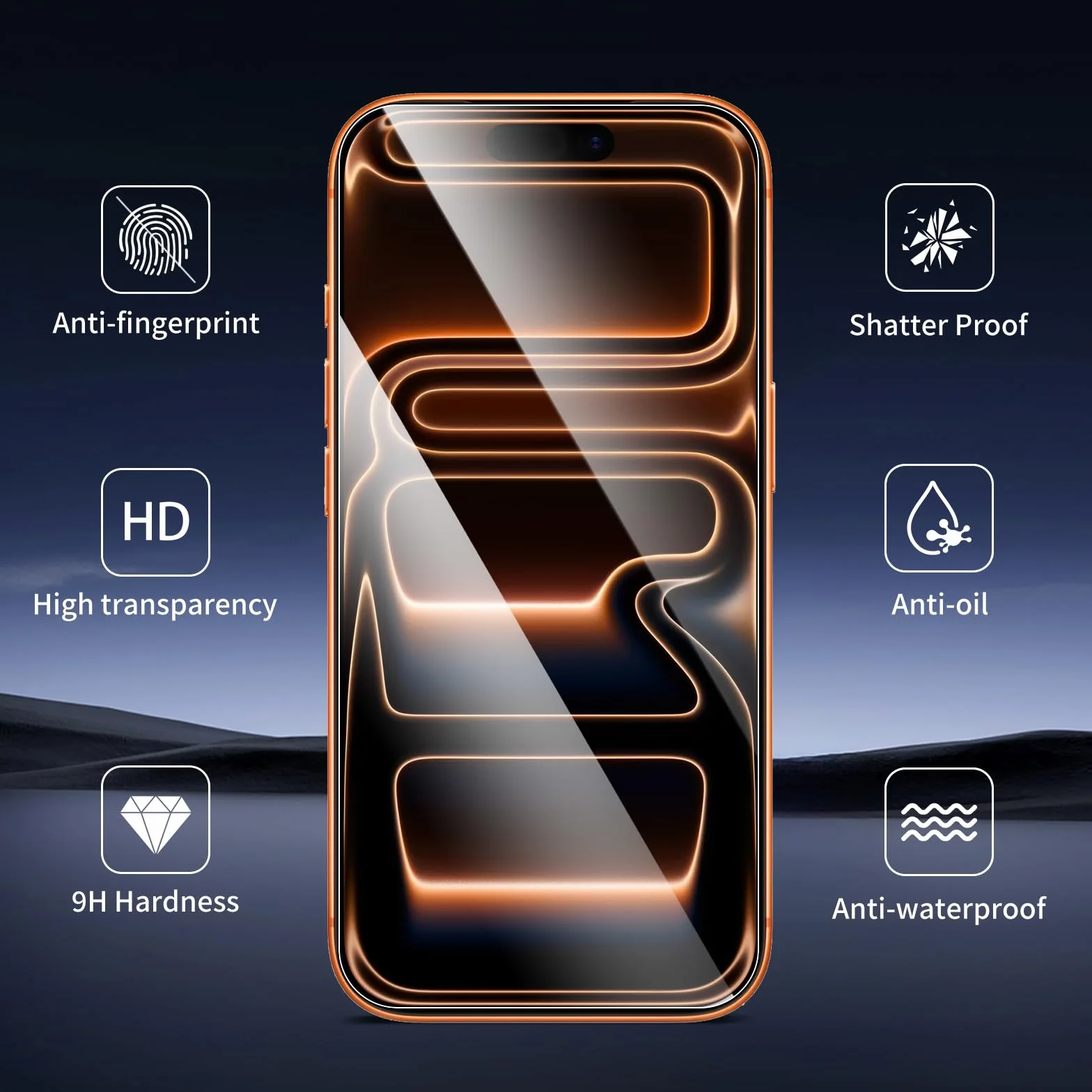 3-pak szkła pancernego do iPhone 17 Pro, bez zarysowań, twardość 9H, bez pęcherzyków powietrza, przezroczyste HD